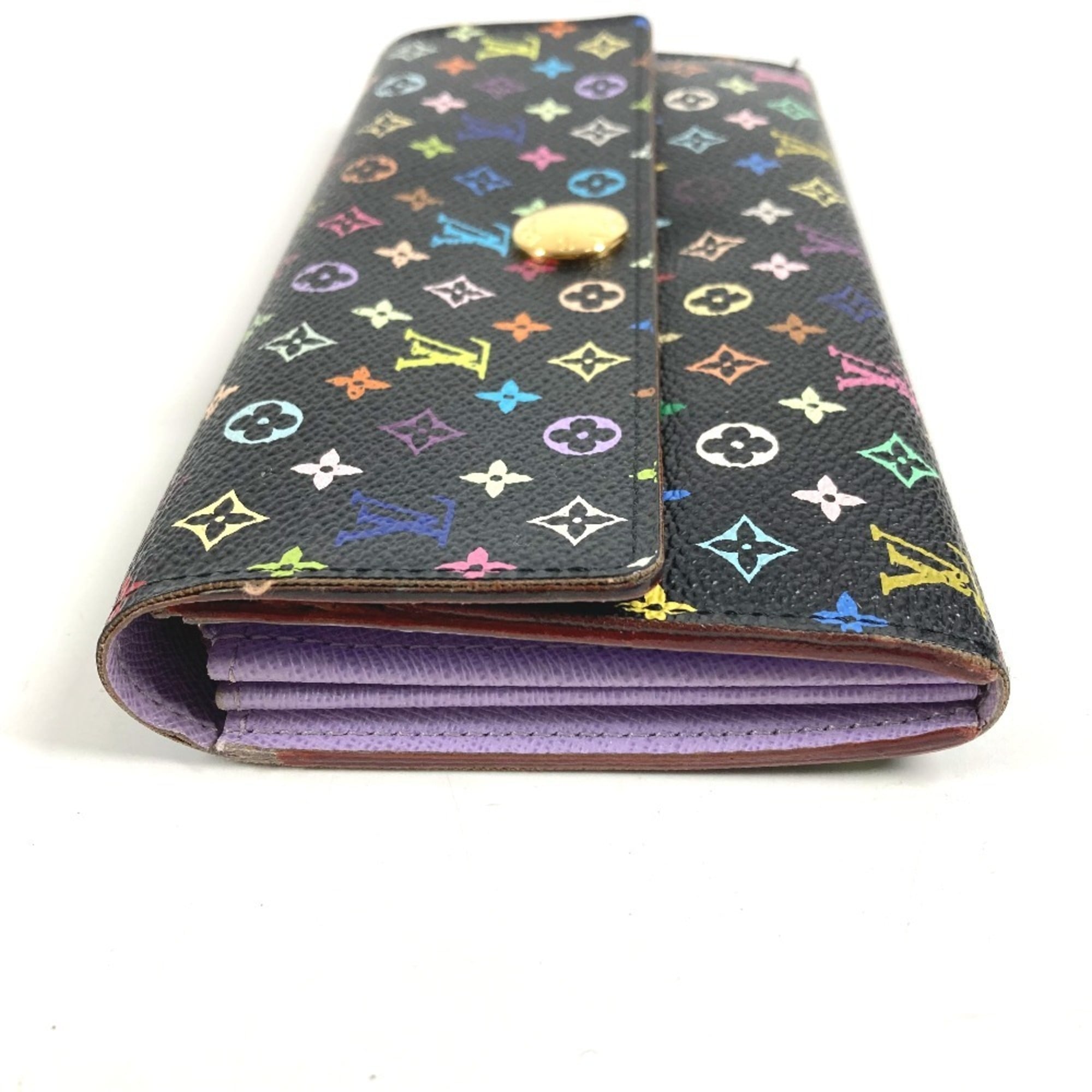 Louis Vuitton Black Multi-Color Purple Monogram Multicolore Canvas Chain/Shoulder Wallet