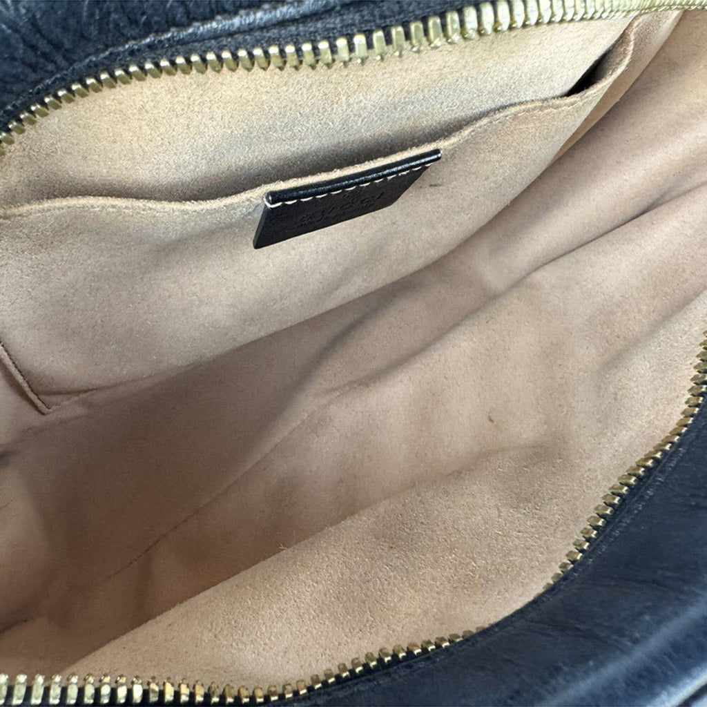 Gucci Black Brown Gg Canvas Leather Shoulder Bag (Pre-Owned)