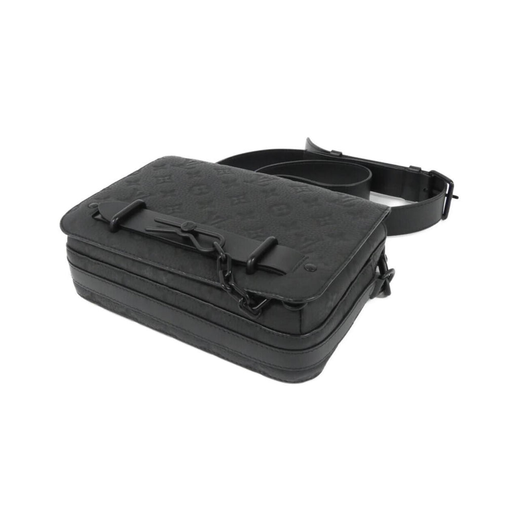 Louis Vuitton Black Leather Messenger Bag Shoulder Bag