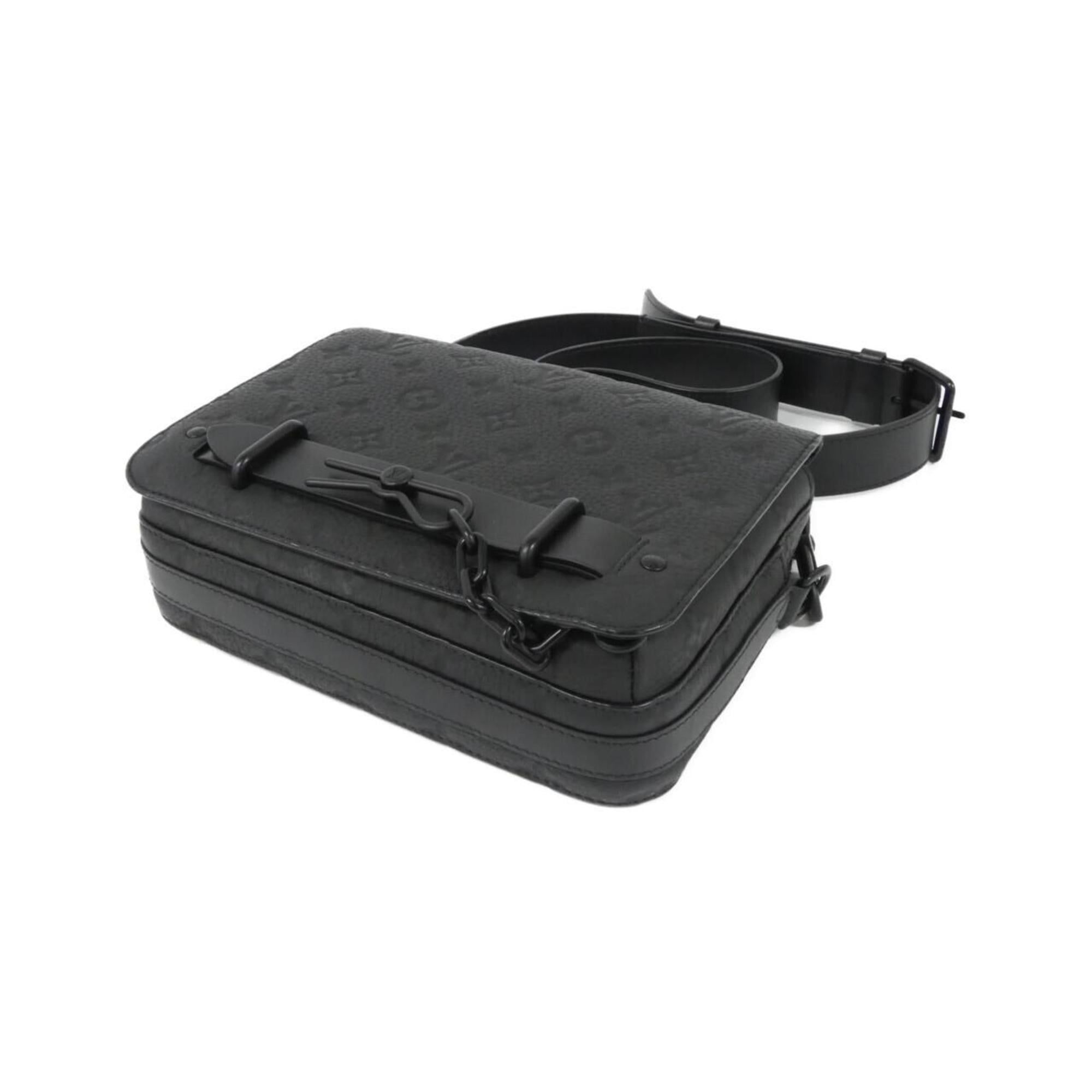 Louis Vuitton Black Leather Messenger Bag Shoulder Bag