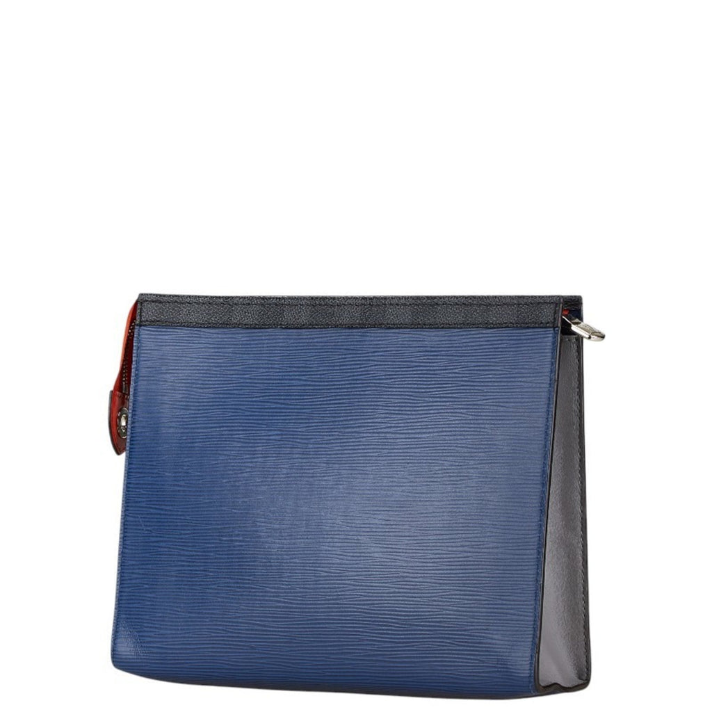 Louis Vuitton Black Navy Leather Pvc Clutch Bag