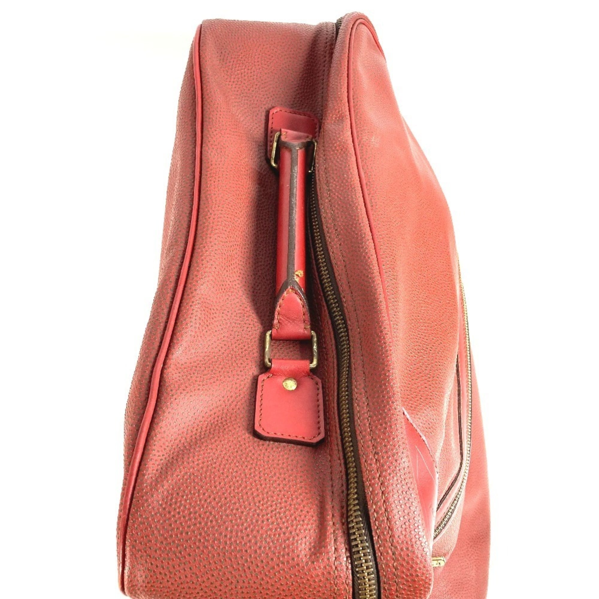 Louis Vuitton Red Color Leather Boston Bag Handbag Shoulder Bag