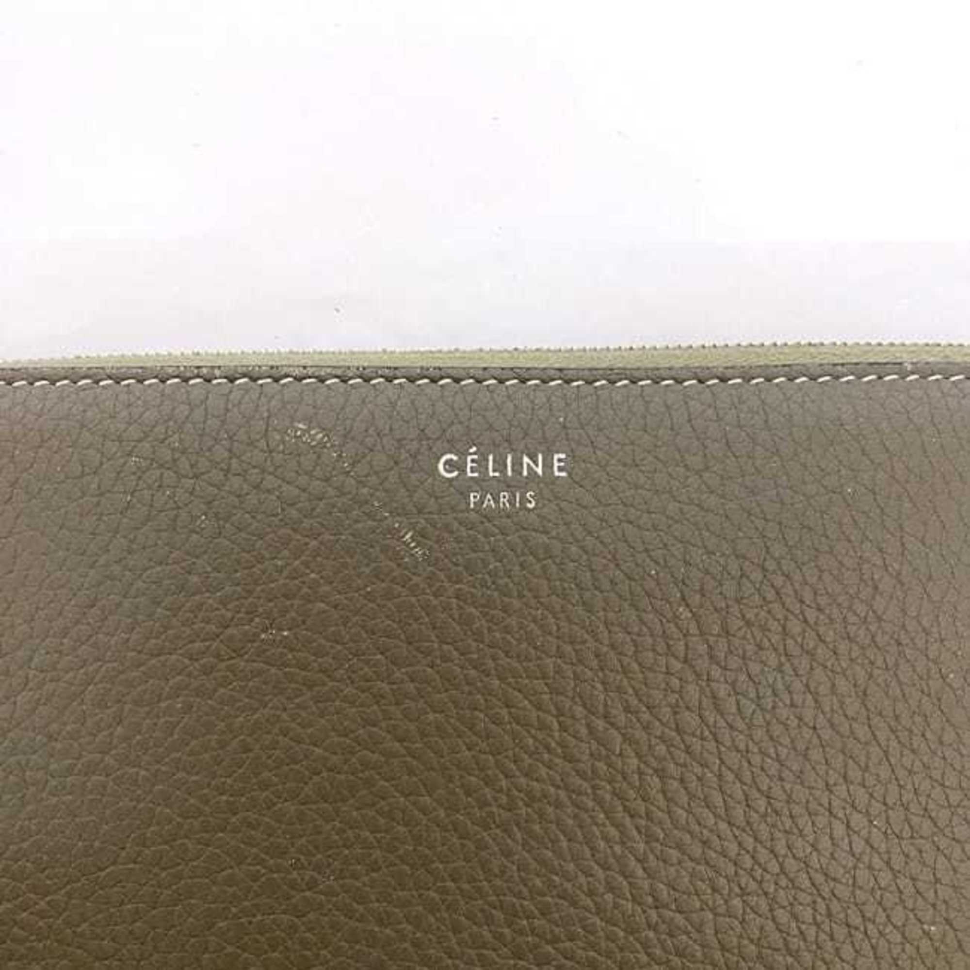 Celine Grayish Leather Long Wallet (Bi-Fold)