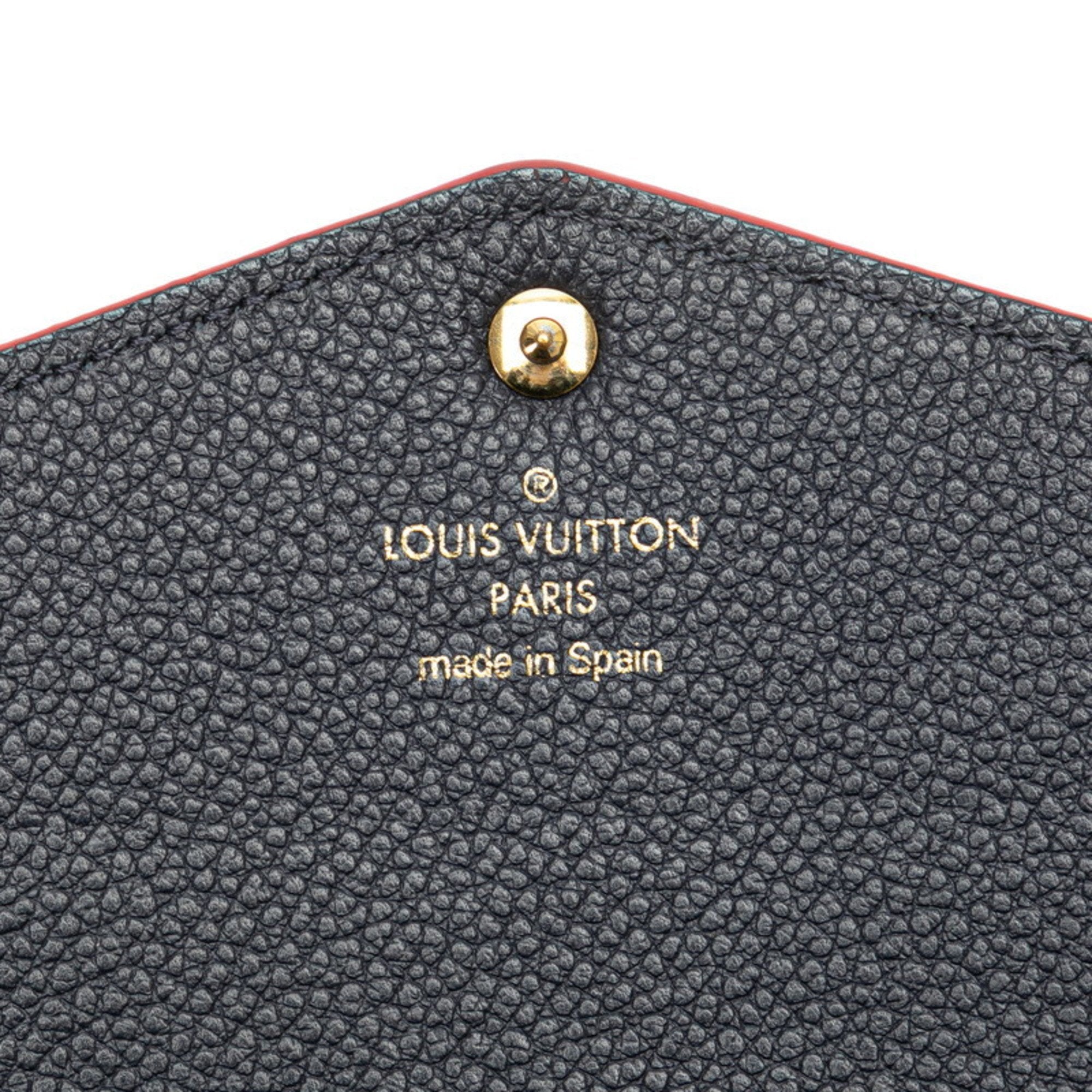 Louis Vuitton Monogram Empreinte Marine Rouge Navy Leather Long Wallet