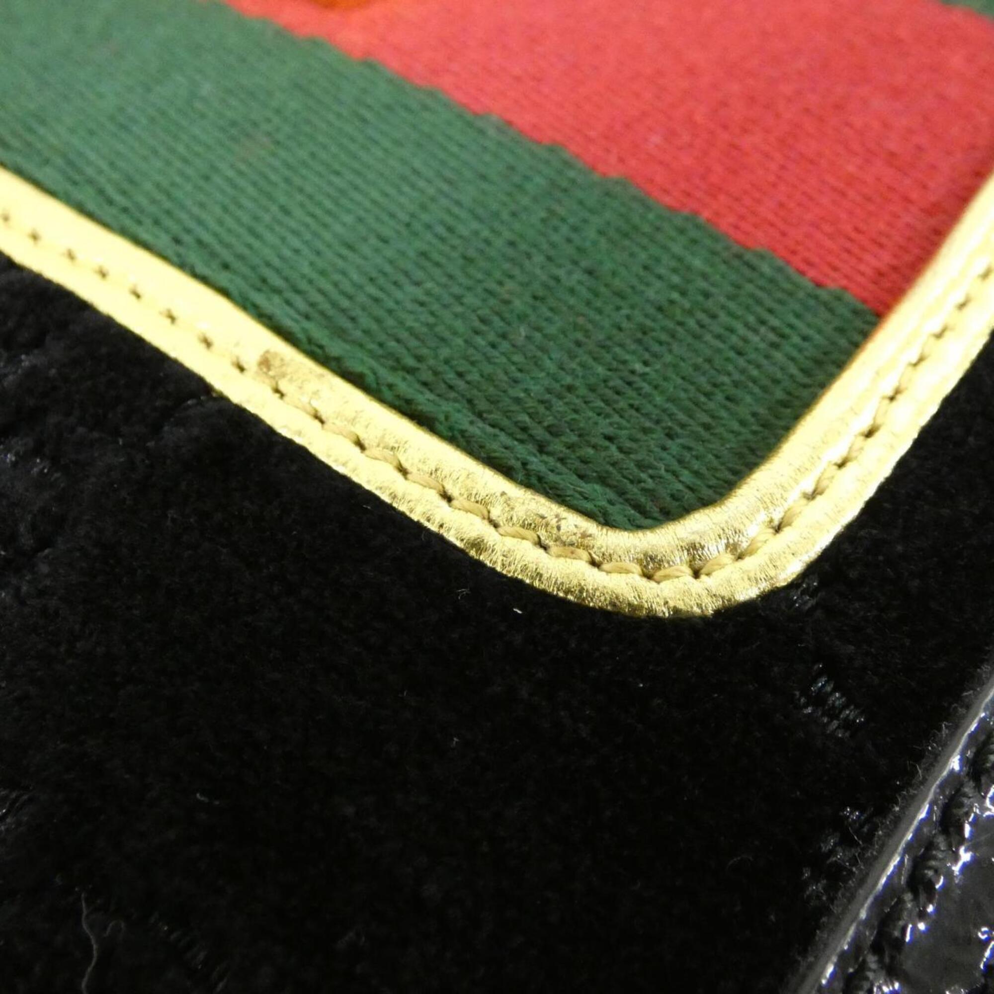 Gucci Black Velvet Leather Handbag (Pre-Owned)