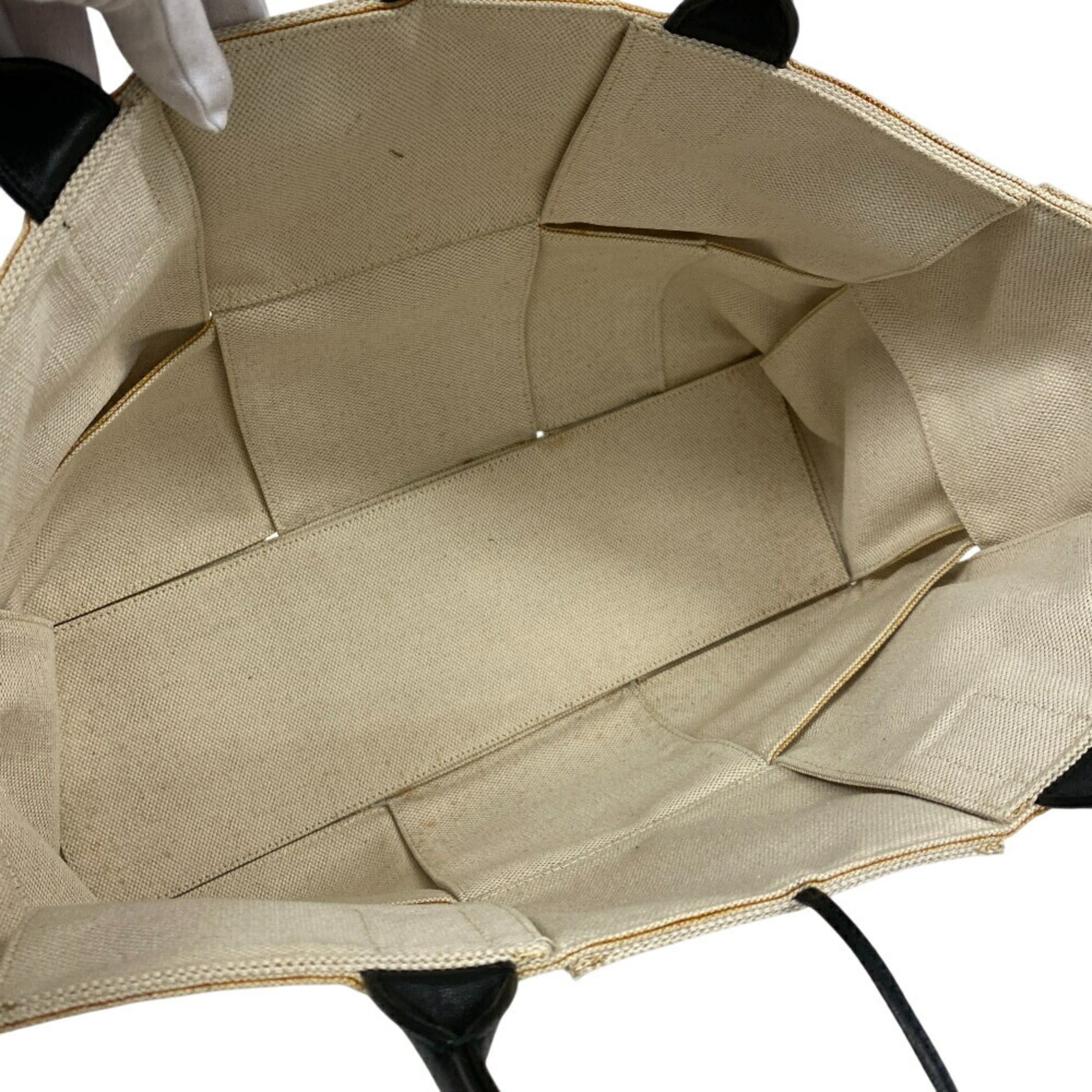 Bottega Veneta Ivory Canvas Leather Handbag