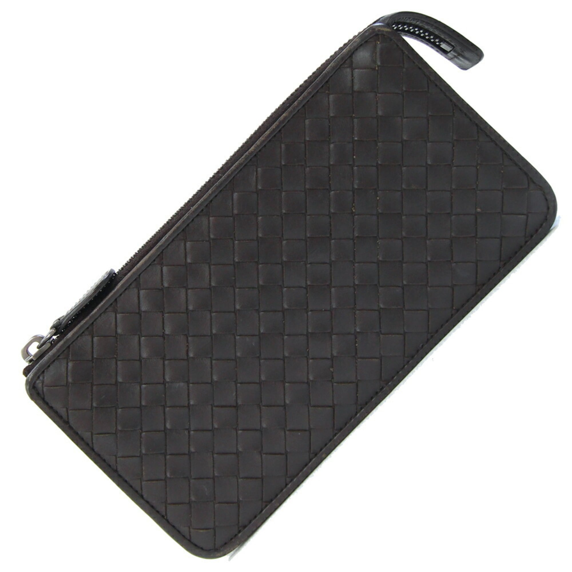 Bottega Veneta Dark Brown Intrecciato Leather Clutch Bag Pouch
