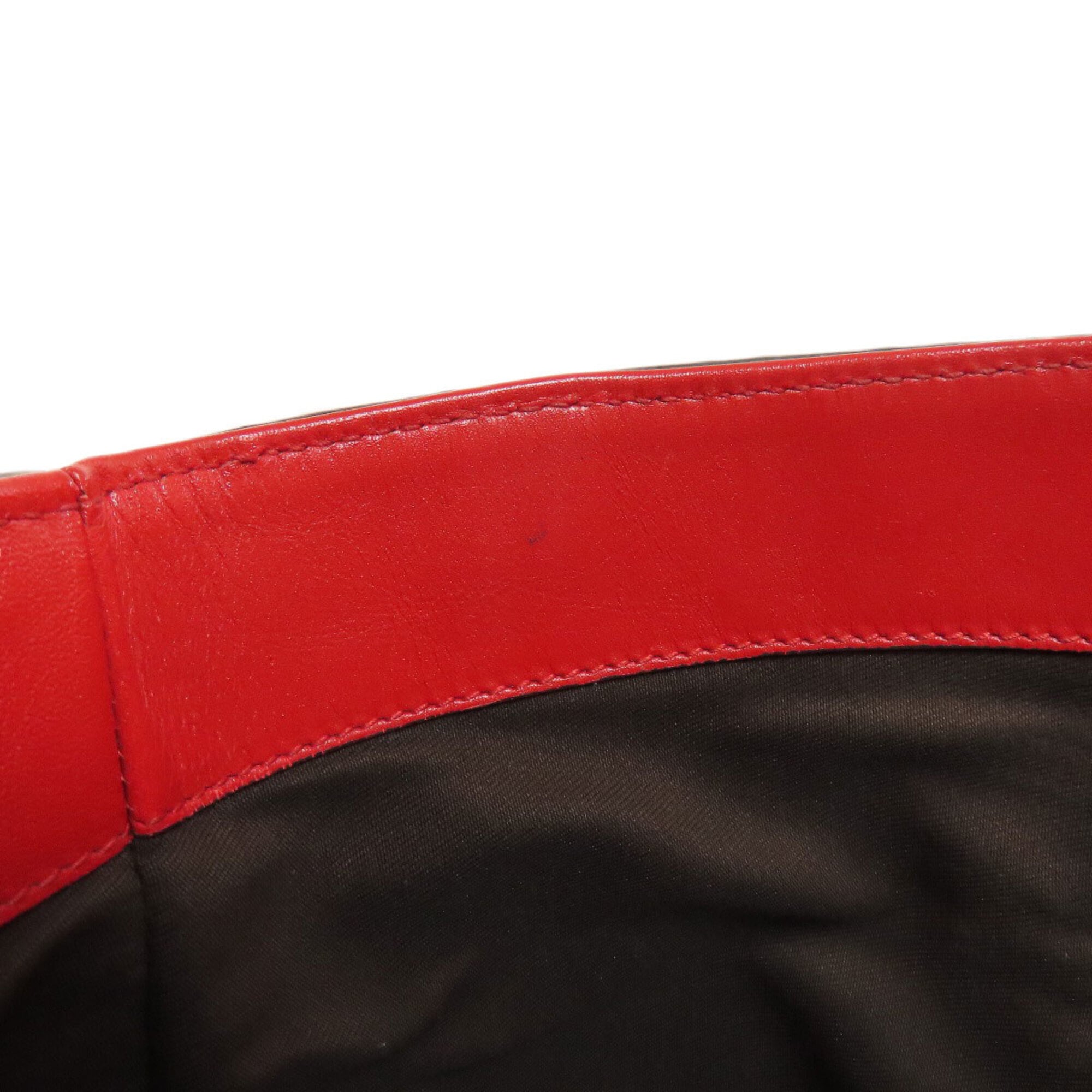 Gucci Red Color Leather Tote Bag (Pre-Owned)