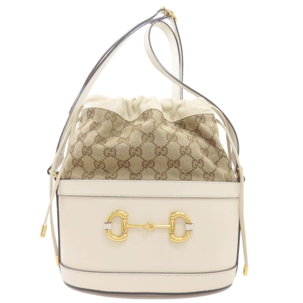 Gucci Horsebit Brown White Gg Canvas Shoulder Bag (Pre-Owned)