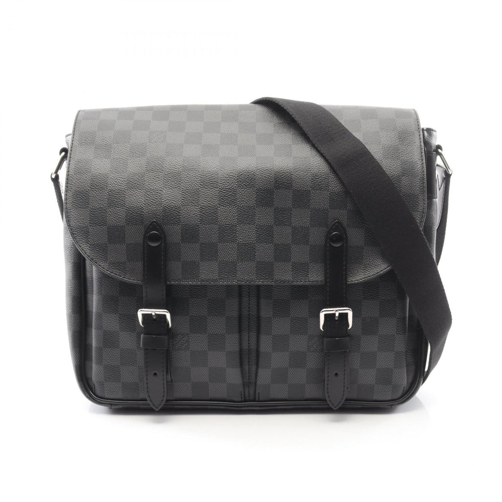 Louis Vuitton Black Coated Canvas Leather Handbag Shoulder Bag