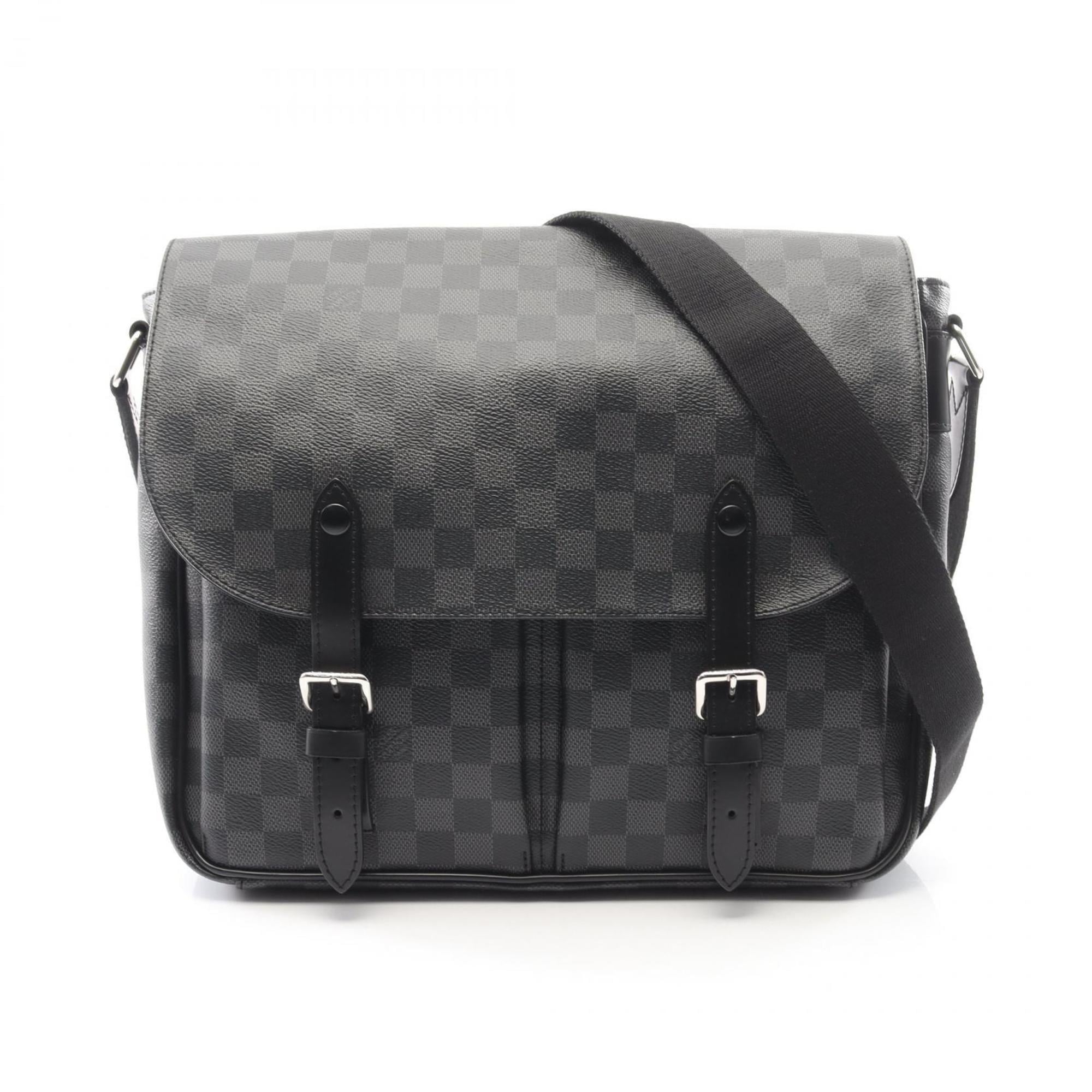 Louis Vuitton Black Coated Canvas Leather Handbag Shoulder Bag