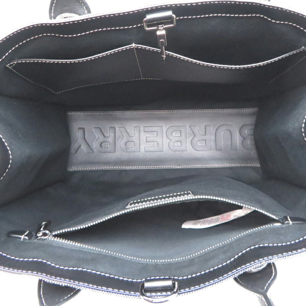 Burberry Gray Canvas Leather Tote Bag