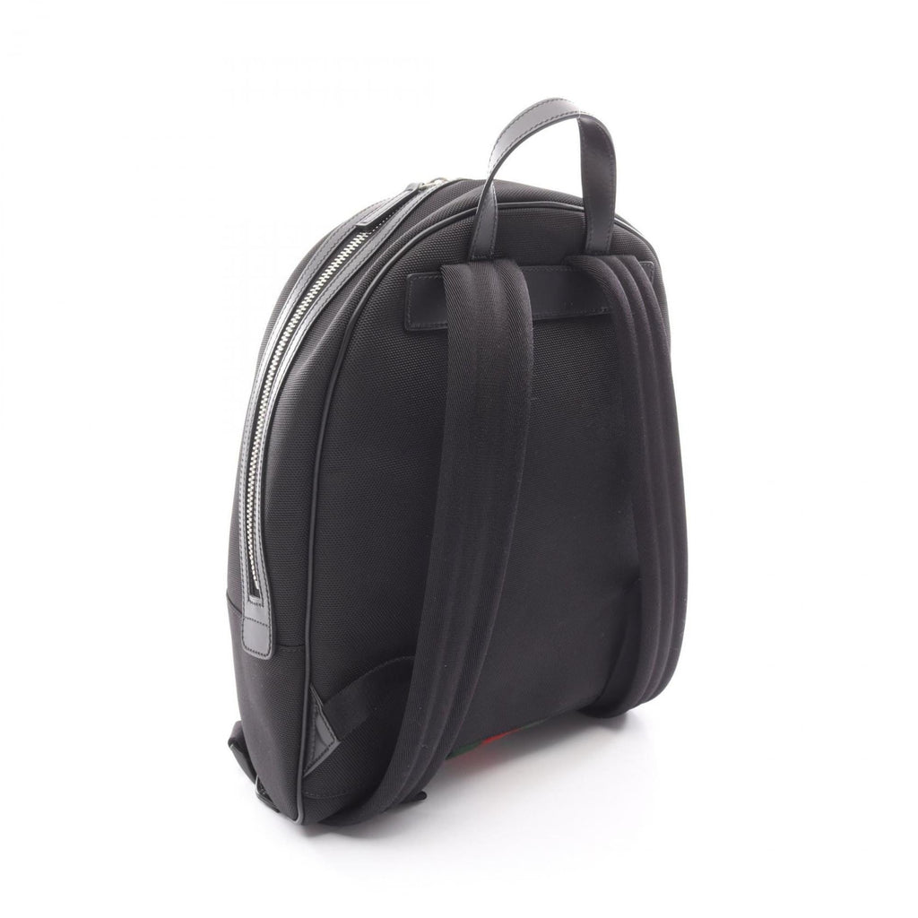 Gucci Black Multi-Color Nylon Leather Backpack Handbag (Pre-Owned)