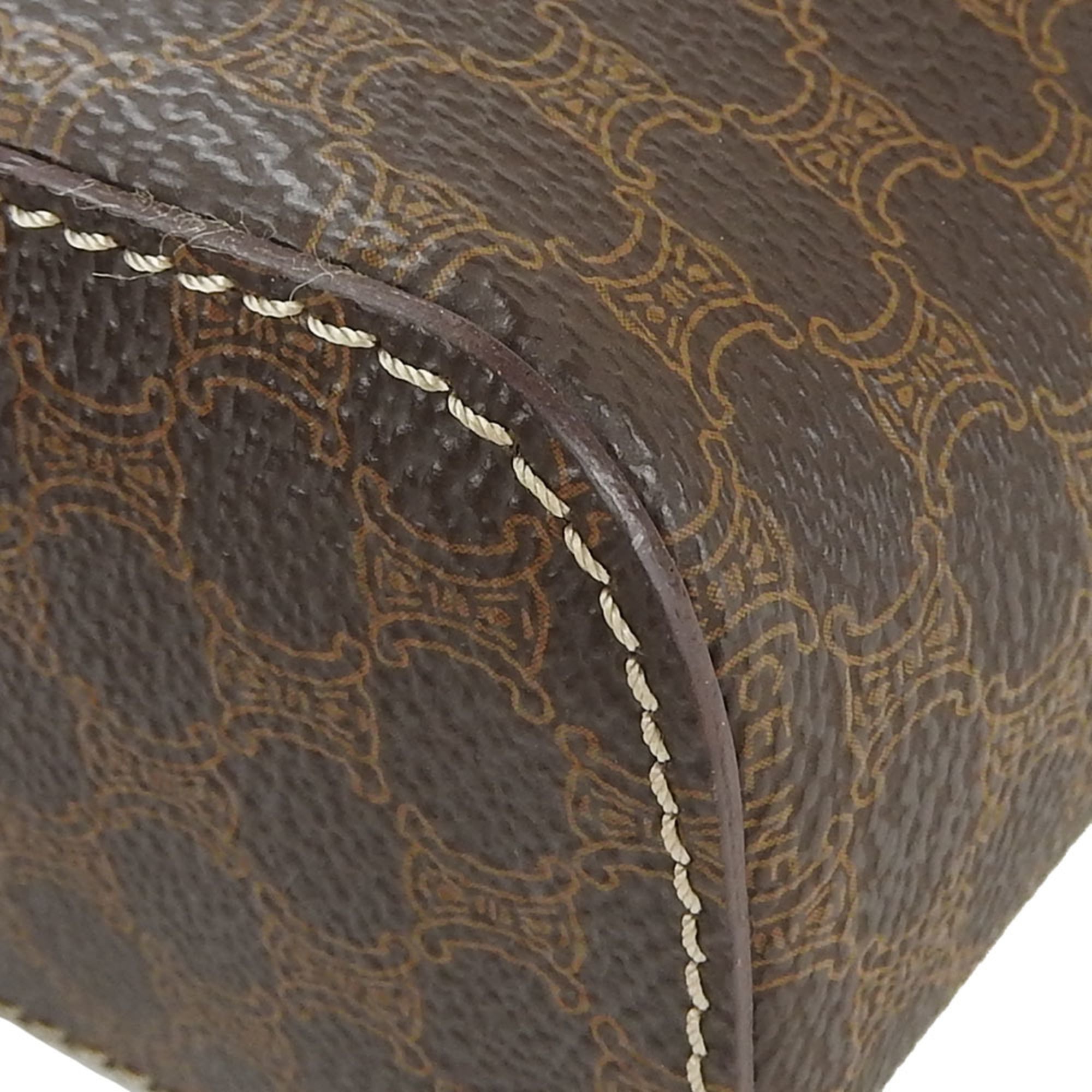Celine Macadam Brown Pvc Leather Handbag Vanity Bag