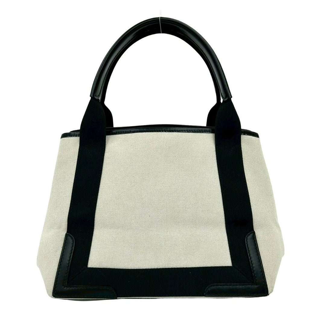 Balenciaga Black Ivory Canvas Leather Handbag Pouch Tote