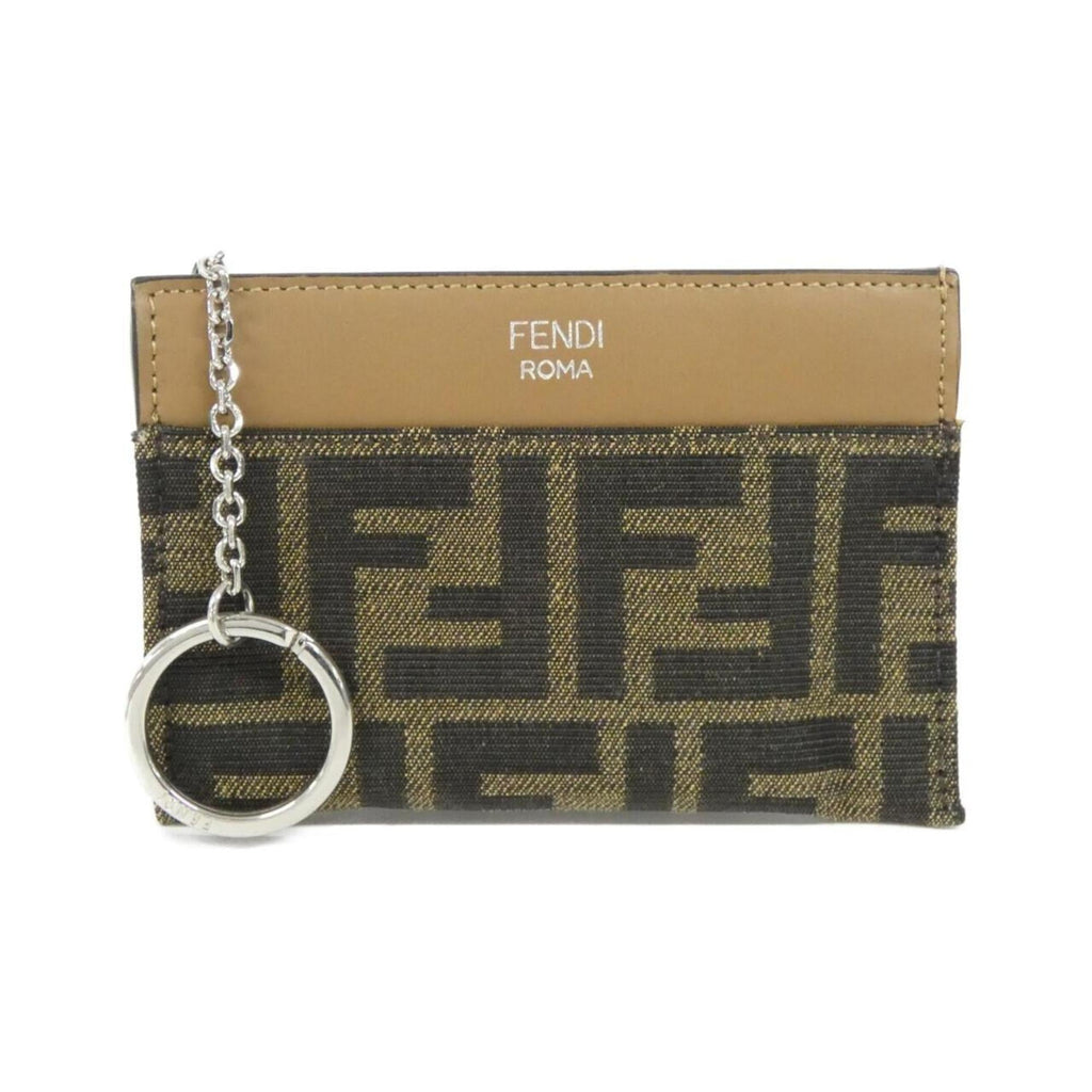 Fendi Silver Sand Canvas Leather Coin Purse/Coin Case