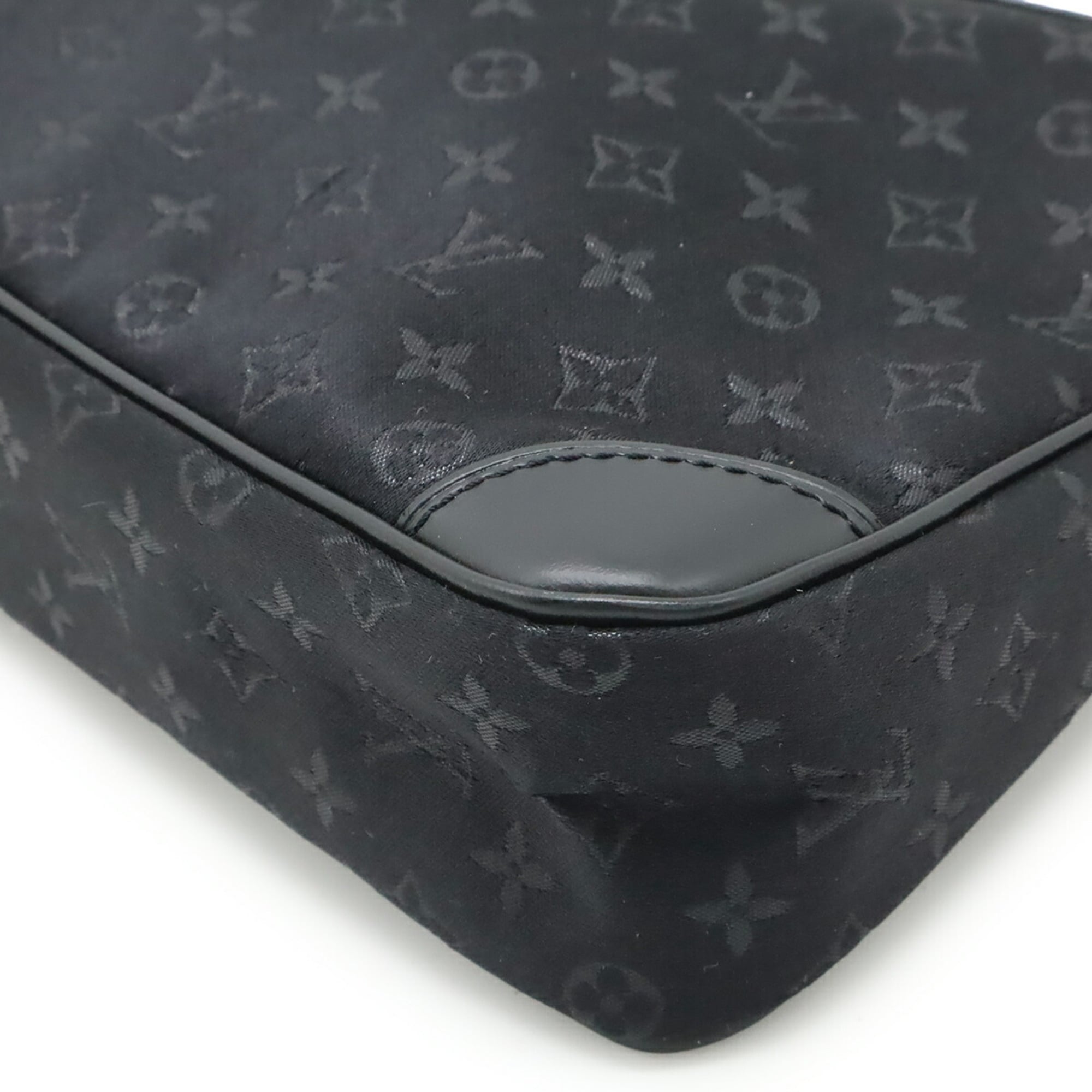 Louis Vuitton Noir Monogram Satin Leather Pouch