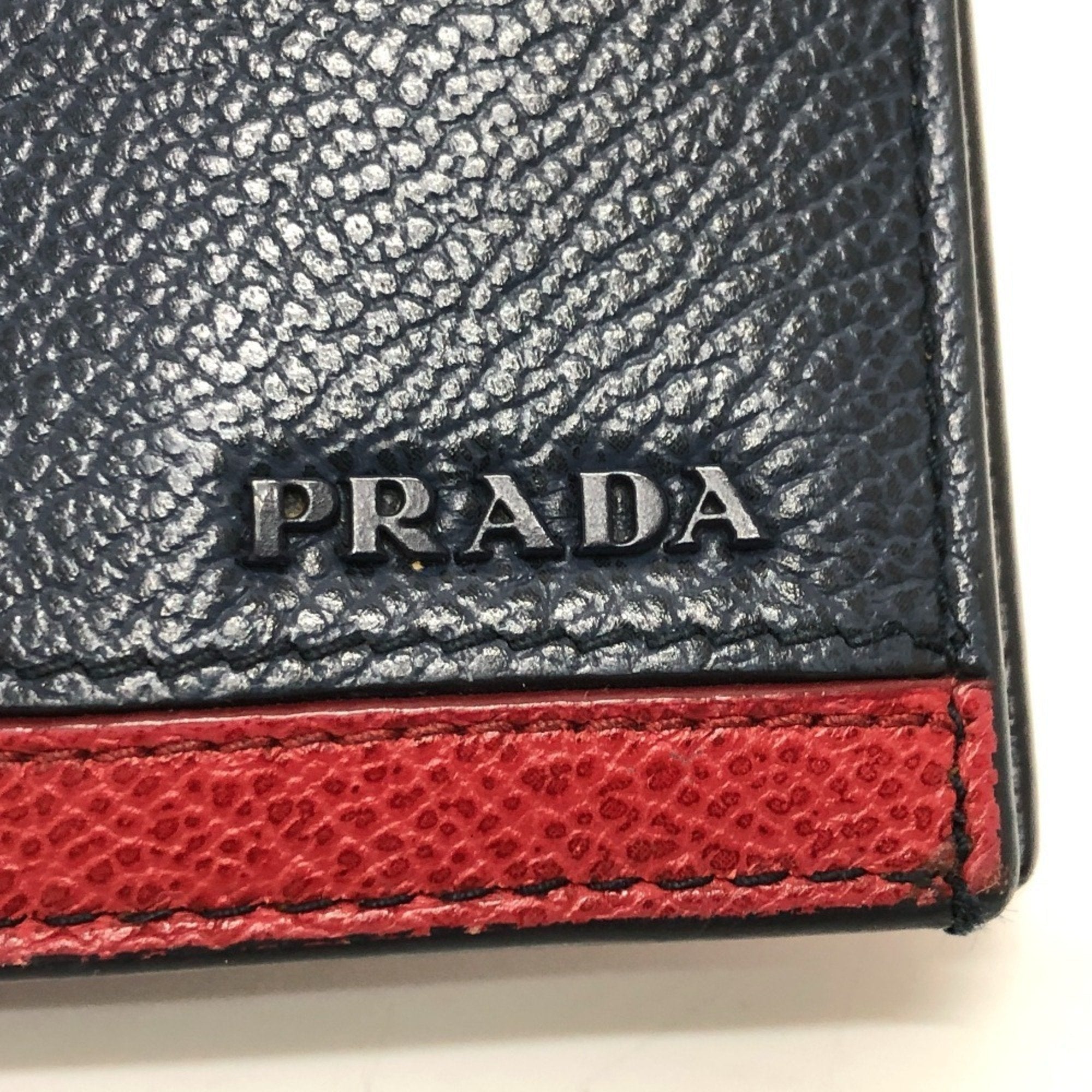 Prada Blue Leather Long Wallet (Bi-Fold)