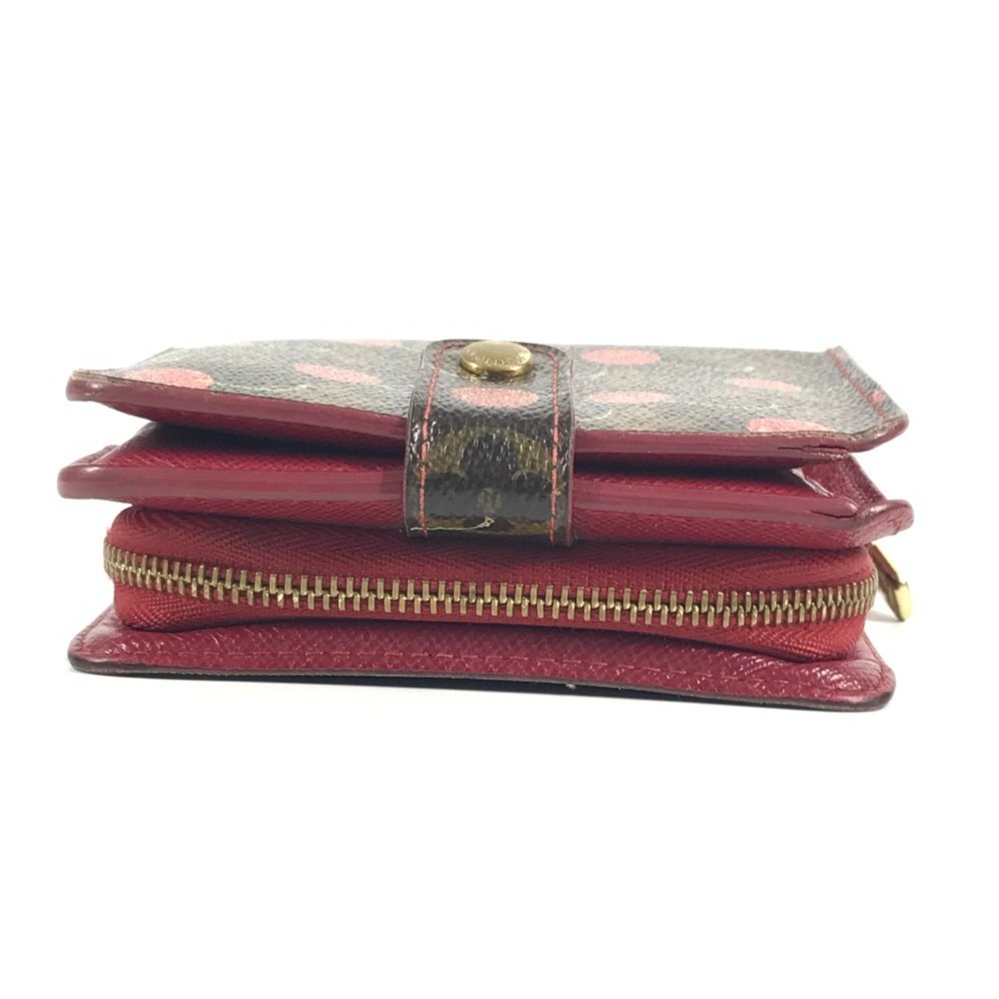 Louis Vuitton Brown Red Color Monogram Cherry Blossom Canvas Wallet
