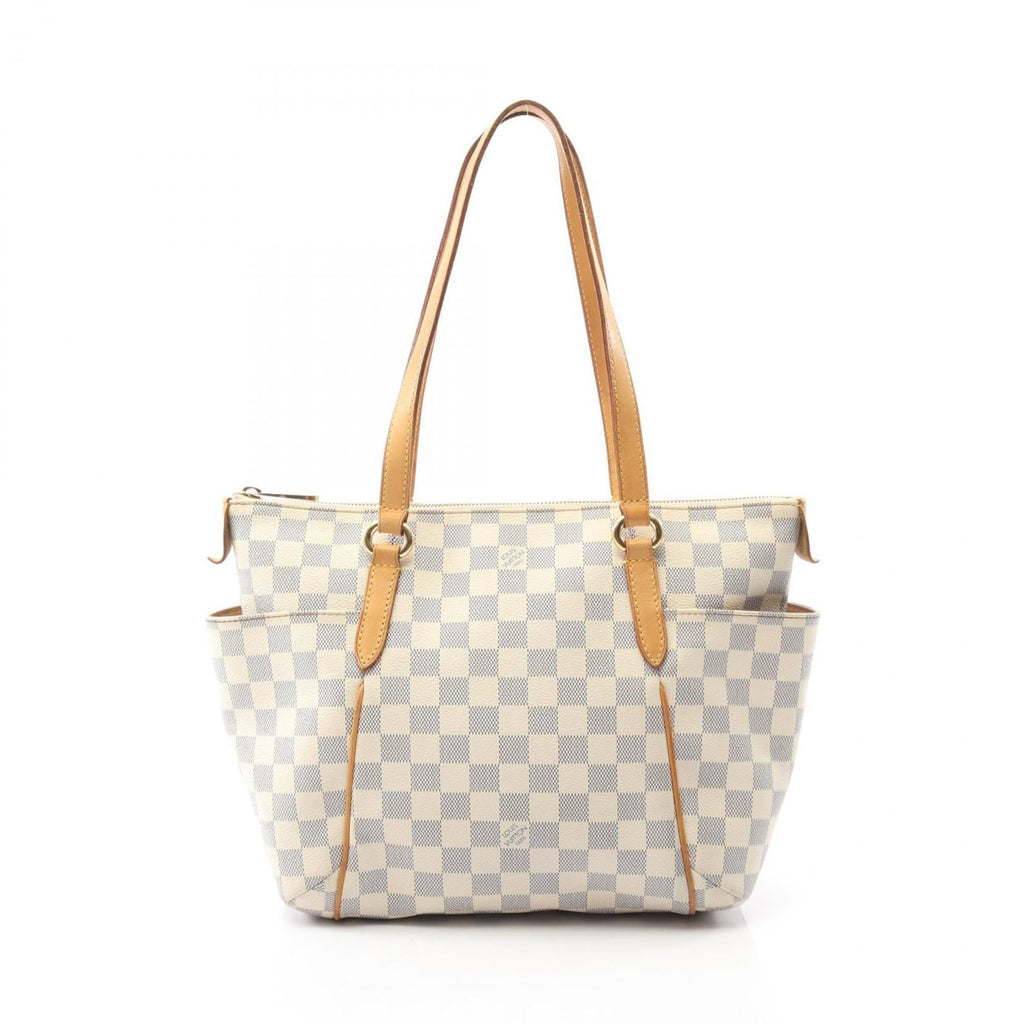 Louis Vuitton White Coated Canvas Leather Tote Bag