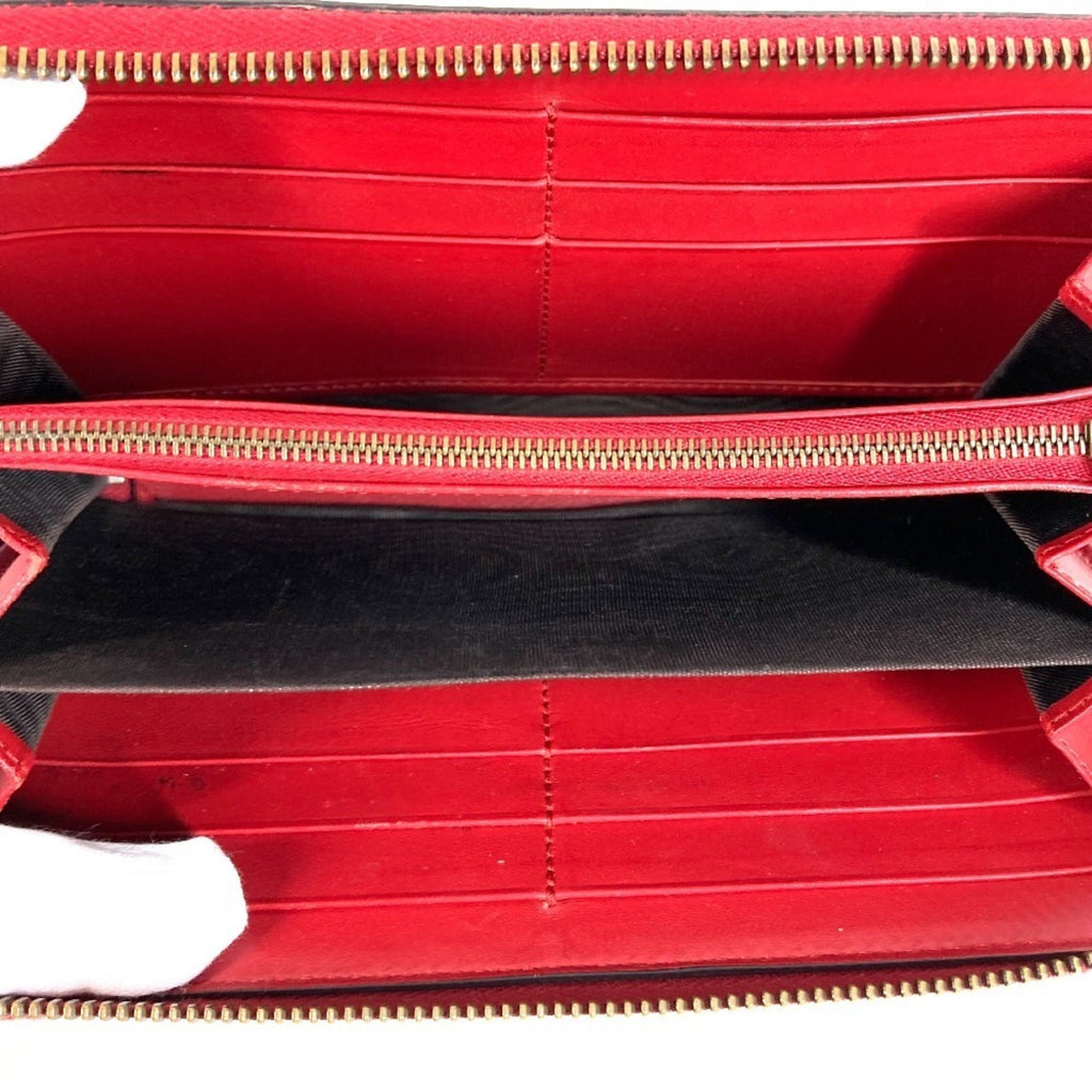 Gucci Gg Supreme Beige Red Color Gg Supreme Leather Long Wallet (Bi-Fold) (Pre-Owned)