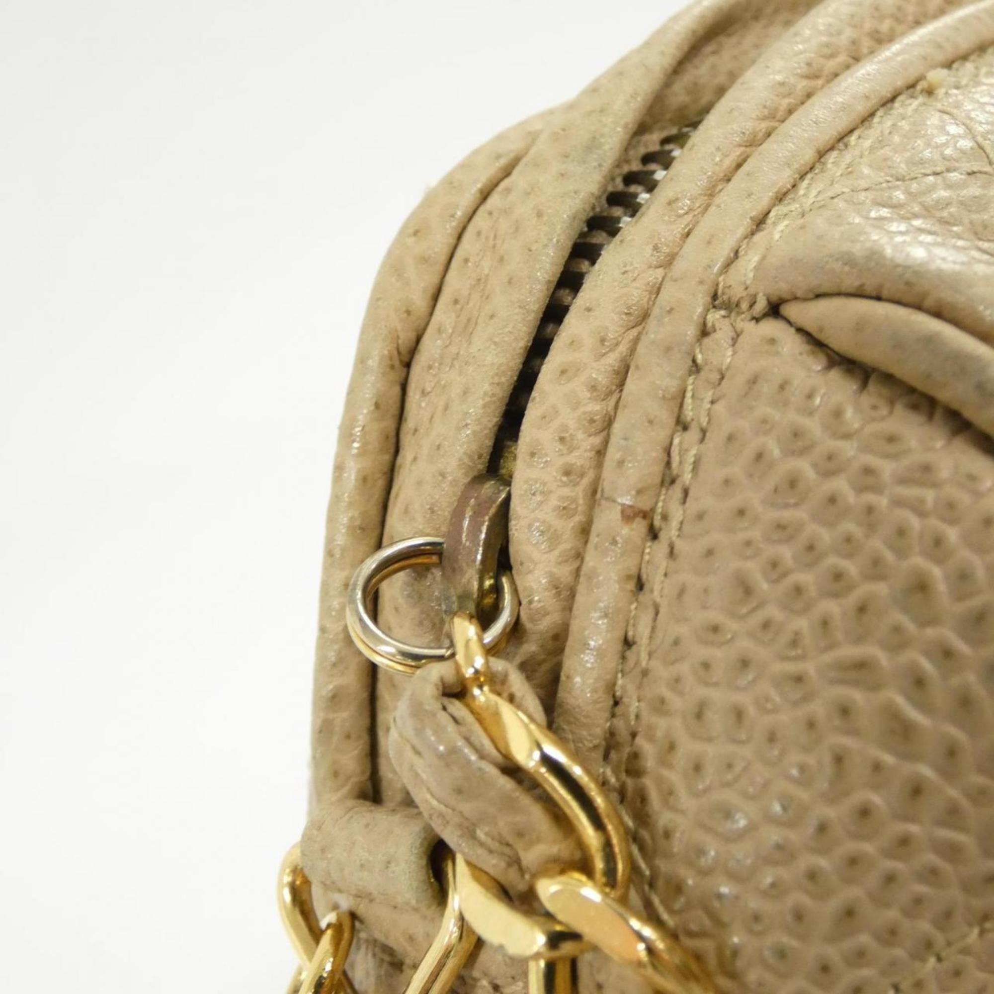 Chanel Beige Grained Calfskin Shoulder Bag