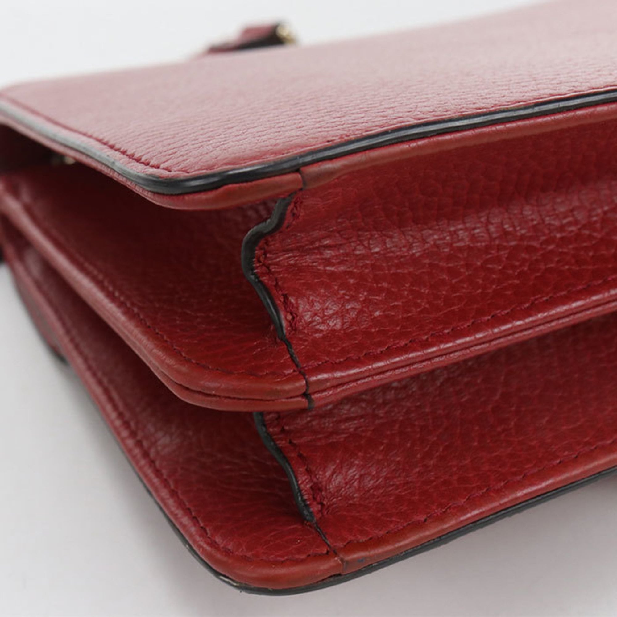 Gucci Red Color Leather Shoulder Bag (Pre-Owned)