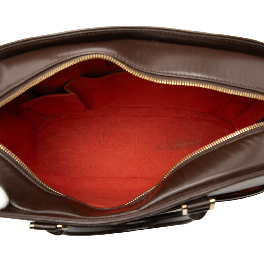 Louis Vuitton Brown Damier Canvas Leather Handbag