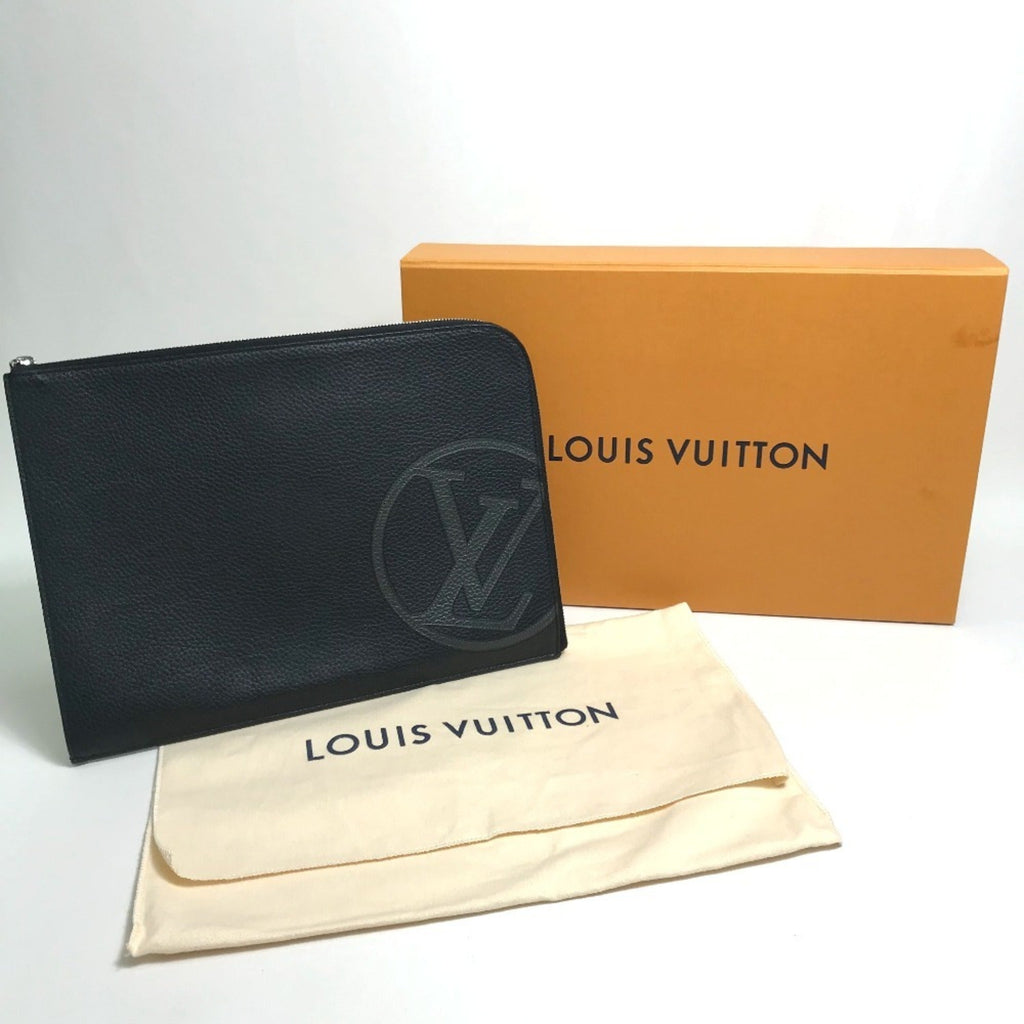 Louis Vuitton Black Noir Leather Clutch Bag Pochette