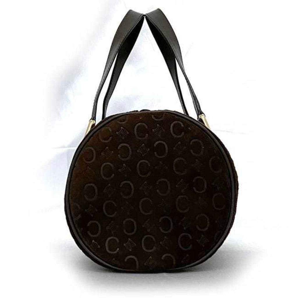 Celine Brown Suede Leather Boston Bag Handbag