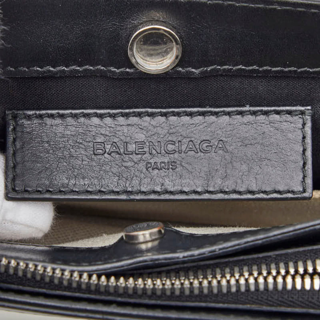Balenciaga Black White Canvas Leather Shoulder
