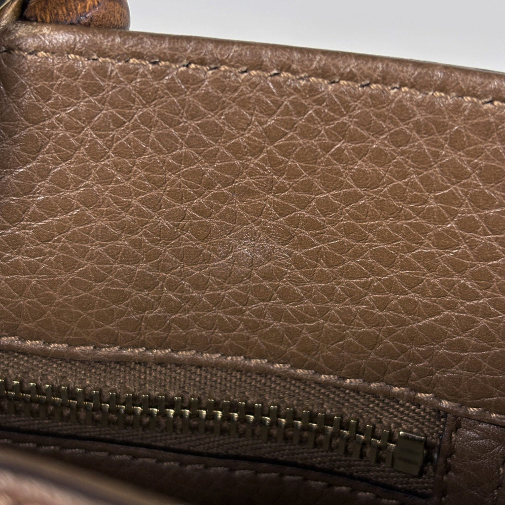 Gucci Bamboo Brown Leather Handbag Shoulder Bag (Pre-Owned)
