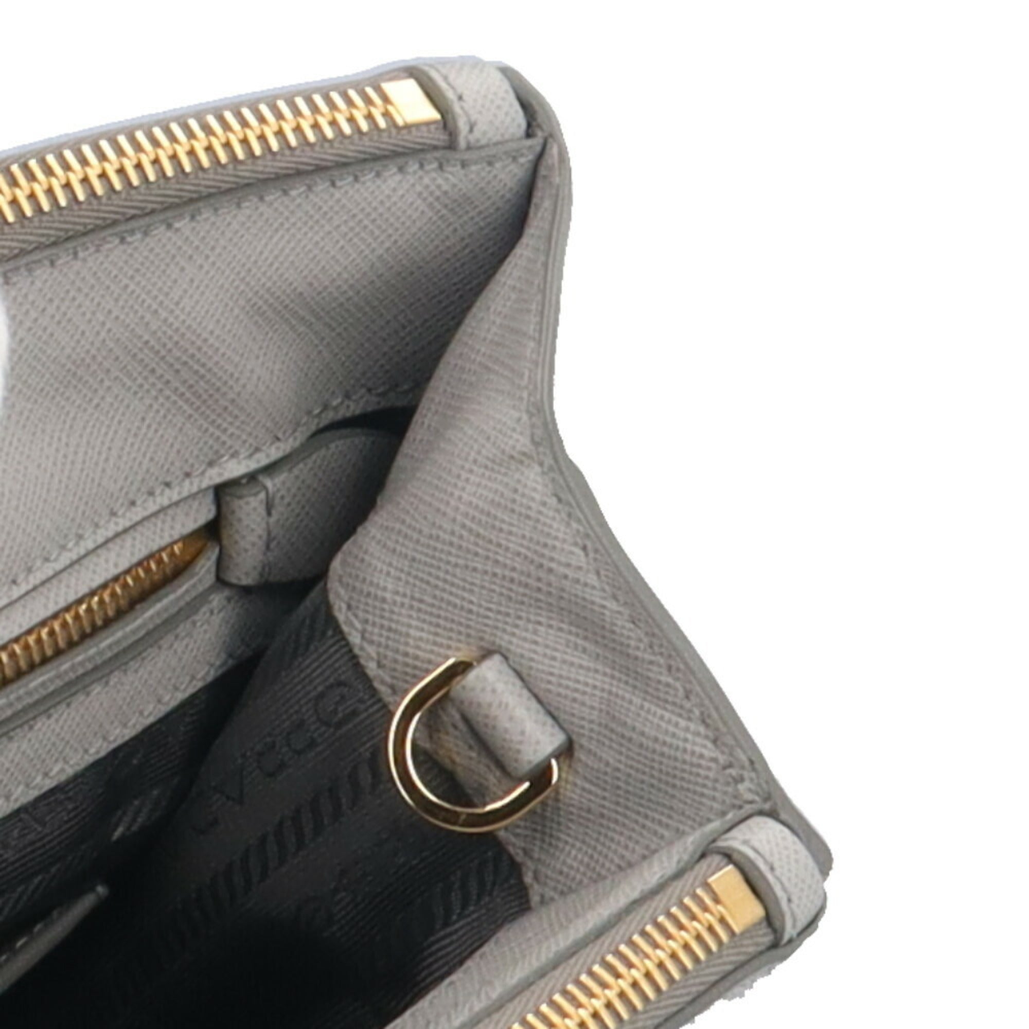 Prada Gray Leather Shoulder Bag