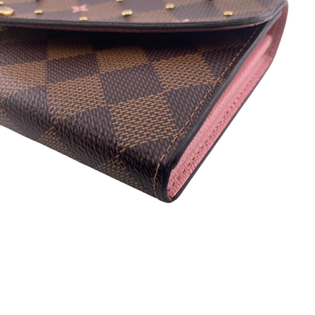 Louis Vuitton Damier Brown Rose Ballerine Leather Long Wallet