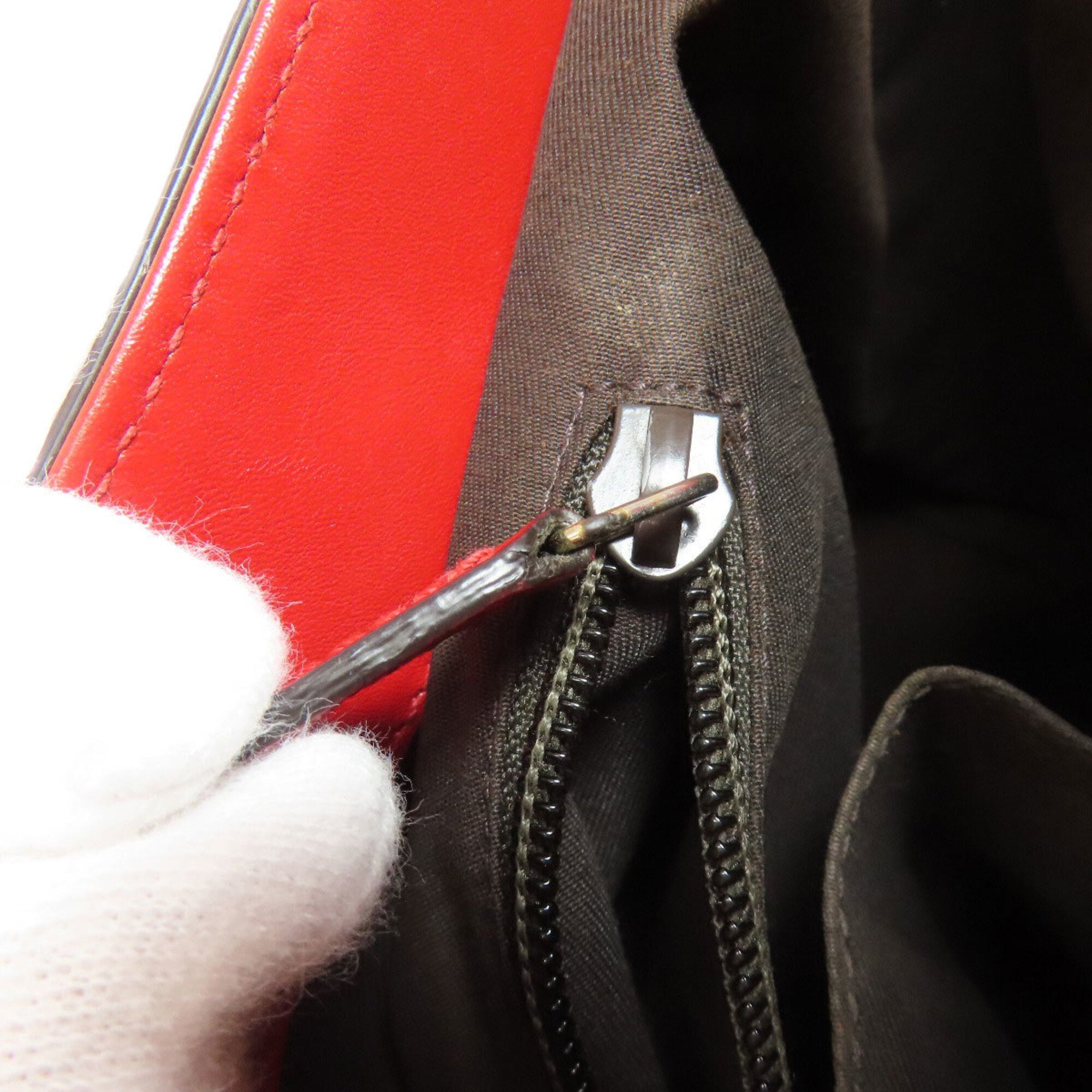 Gucci Red Color Leather Tote Bag (Pre-Owned)