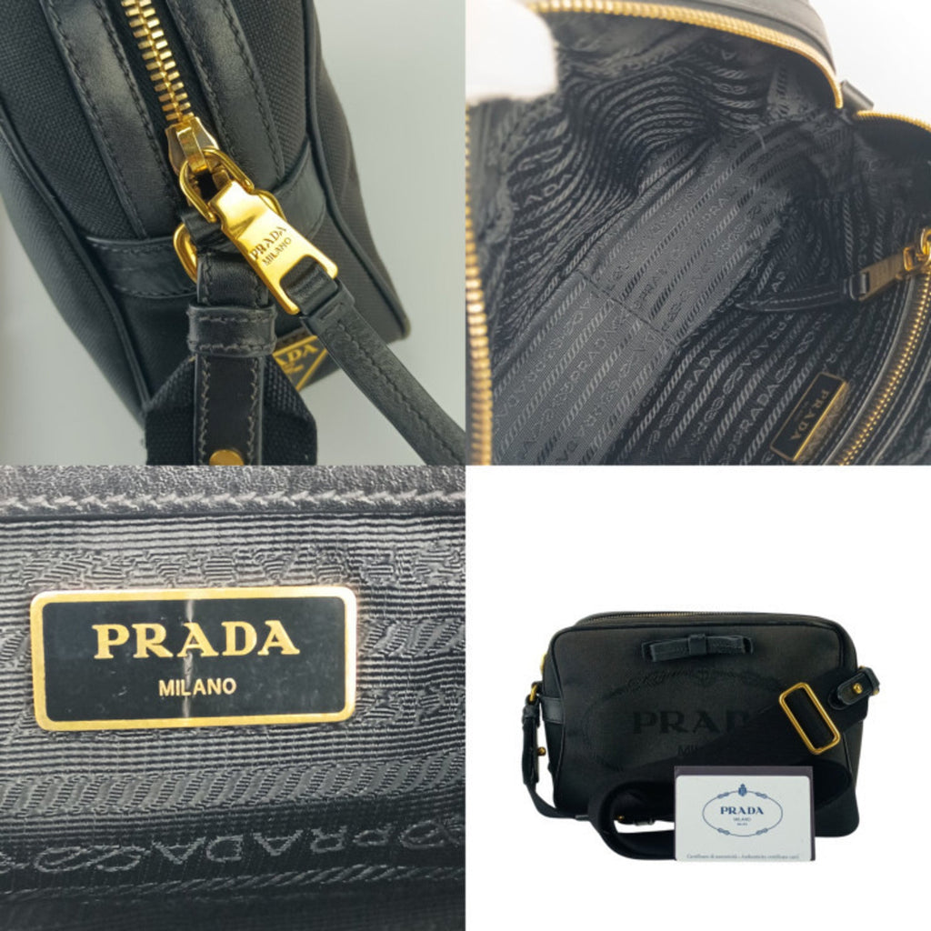 Prada Black Canvas Leather Shoulder Bag