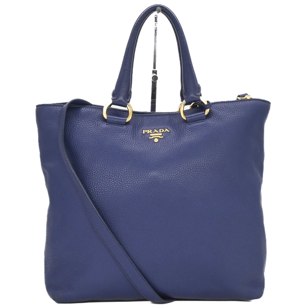 Prada Blue Leather Shoulder Bag Tote Bag