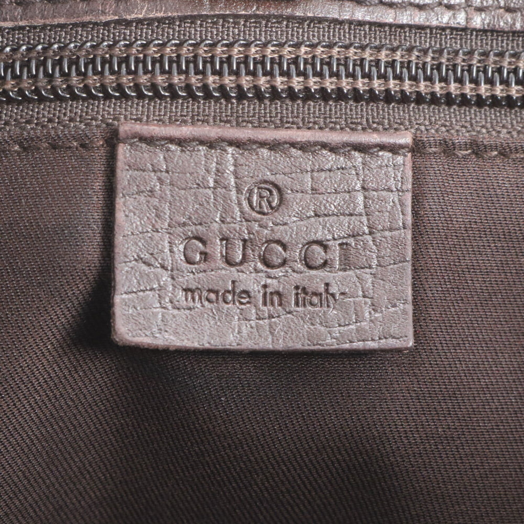 Gucci Beige Brown Leather Coated Canvas Handbag Shoulder Bag Tote Bag (Pre-Owned)