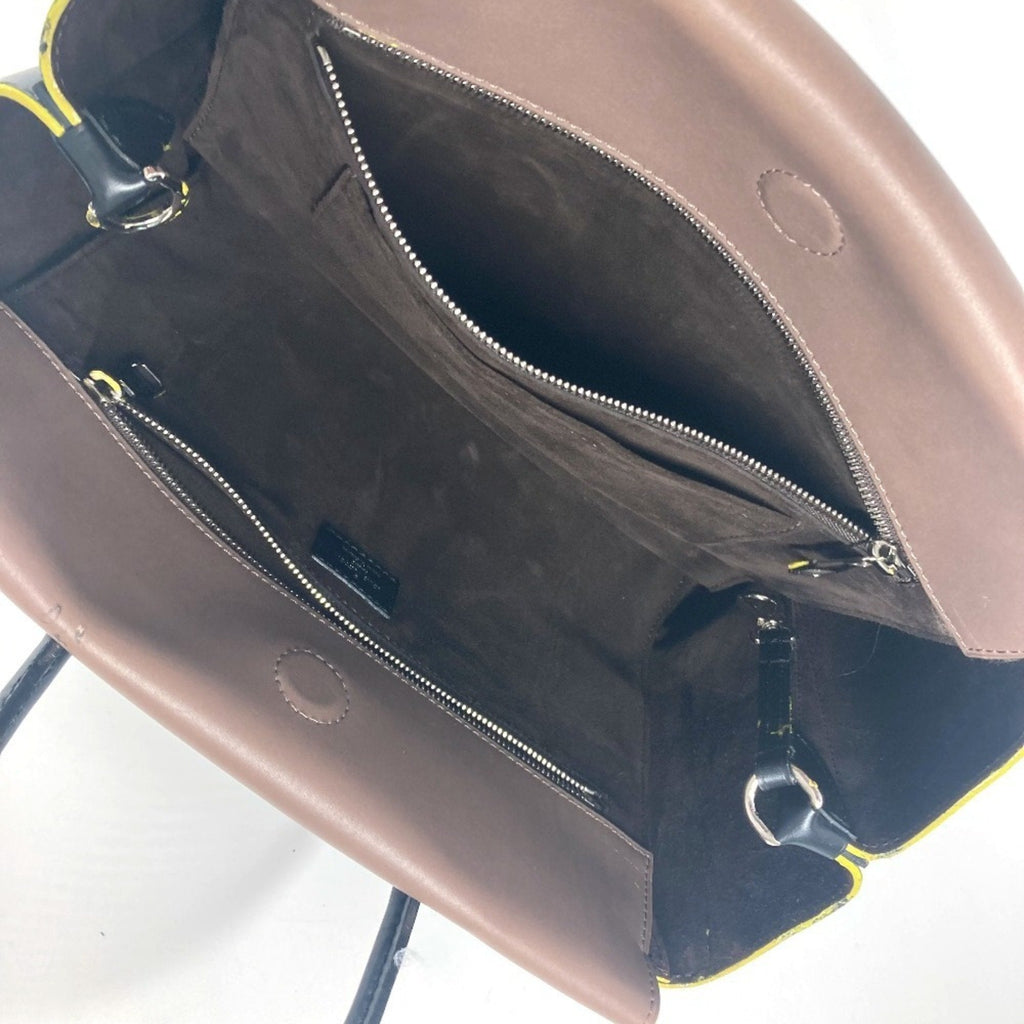 Louis Vuitton Black Brown Leather Handbag Tote Bag
