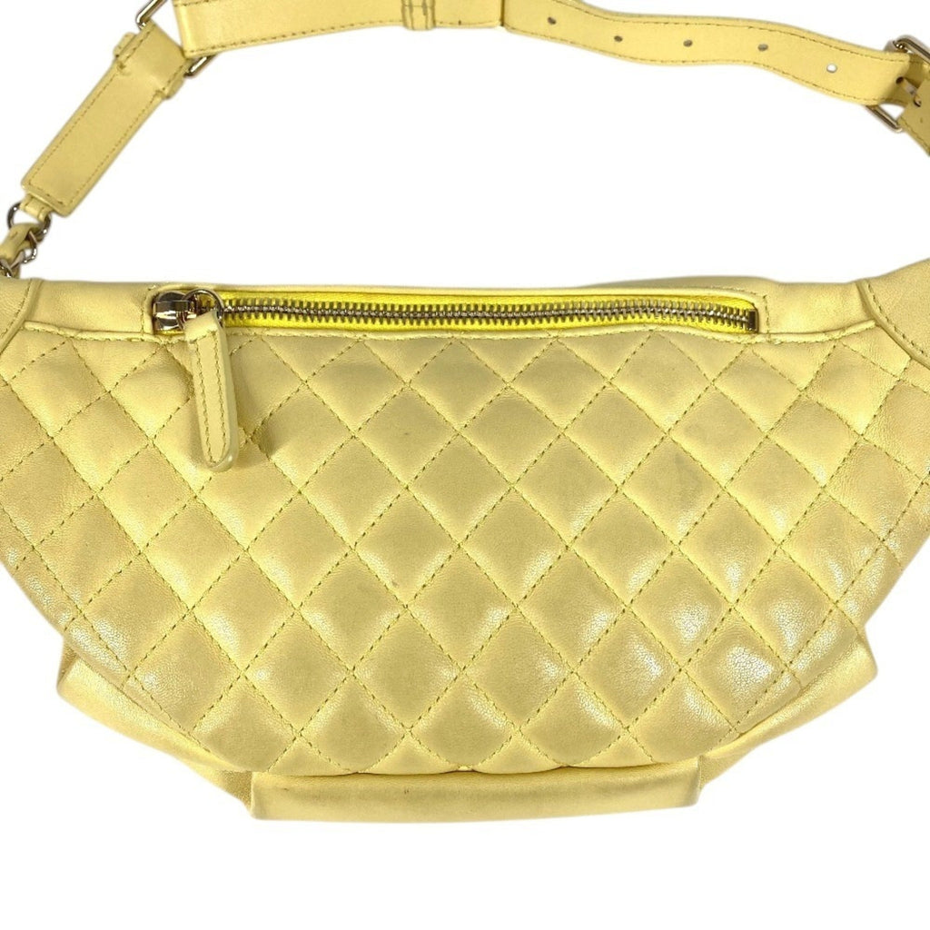 Chanel Matelasse Yellow Leather Sling Bag