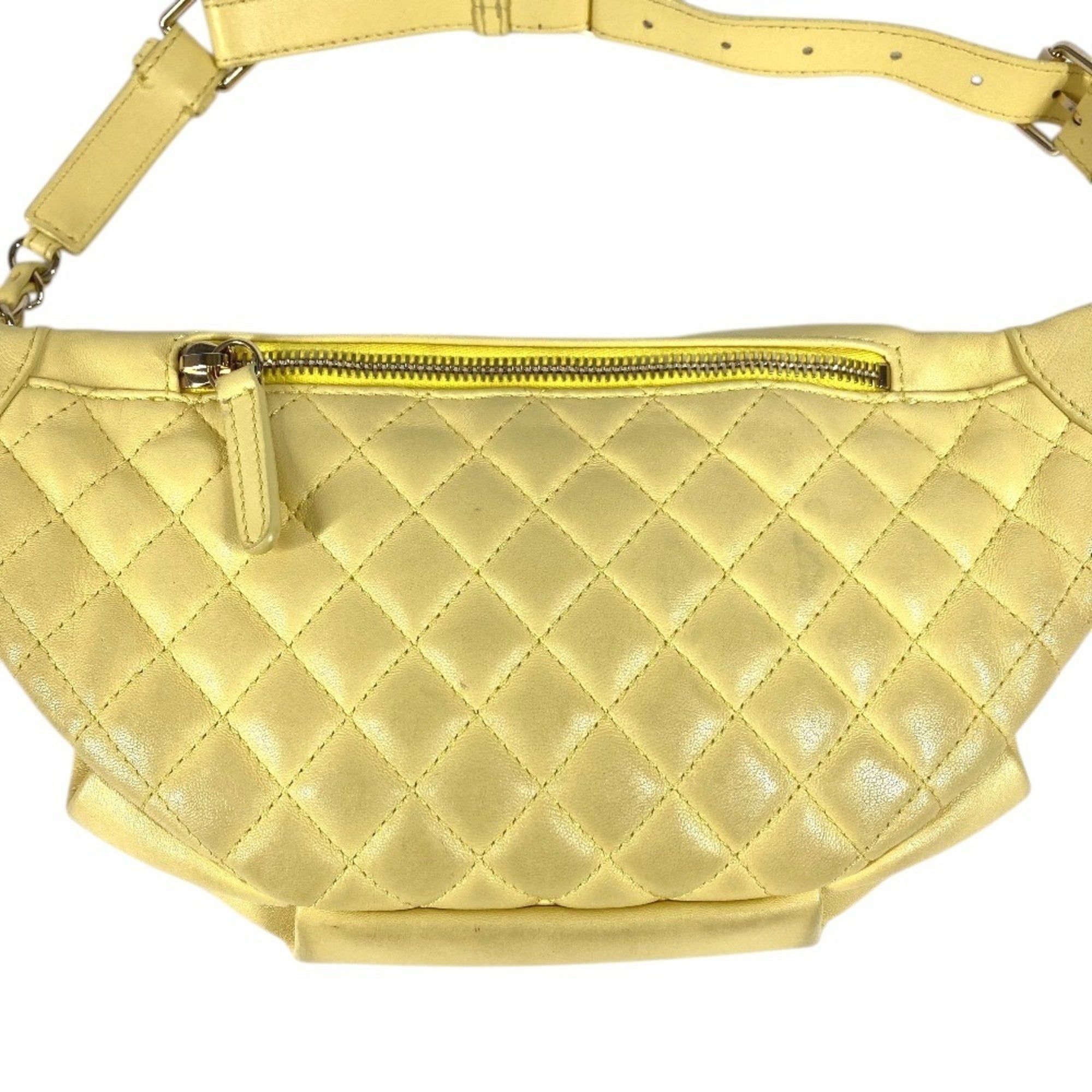 Chanel Matelasse Yellow Leather Sling Bag