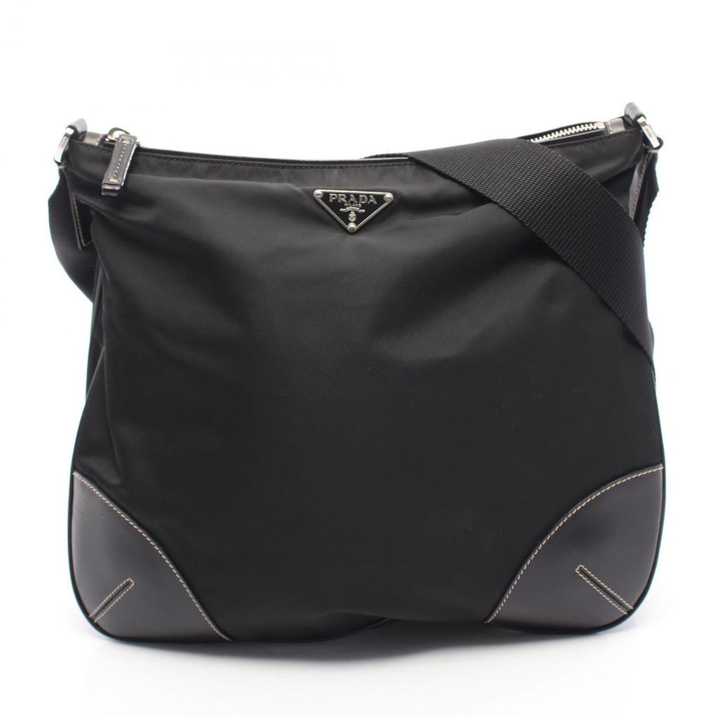 Prada Black Nylon Leather Shoulder Bag