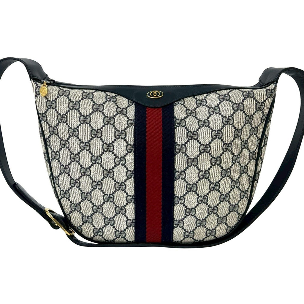 Gucci Navy Red Color Pvc Leather Shoulder Bag (Pre-Owned)