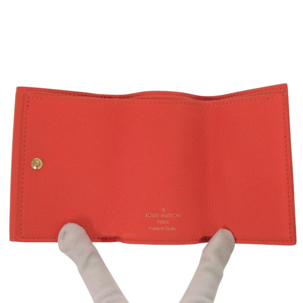 Louis Vuitton Red Color Leather Wallet (Tri-Fold)