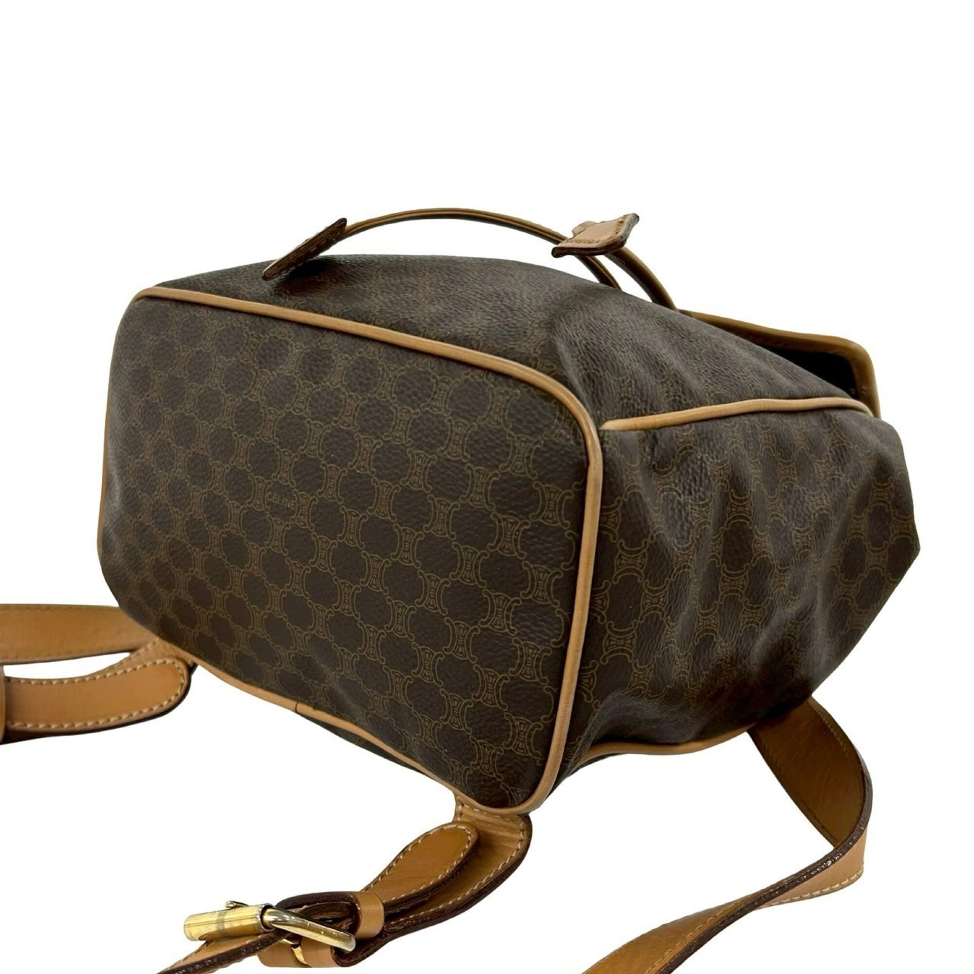 Celine Brown Leather Pvc Backpack