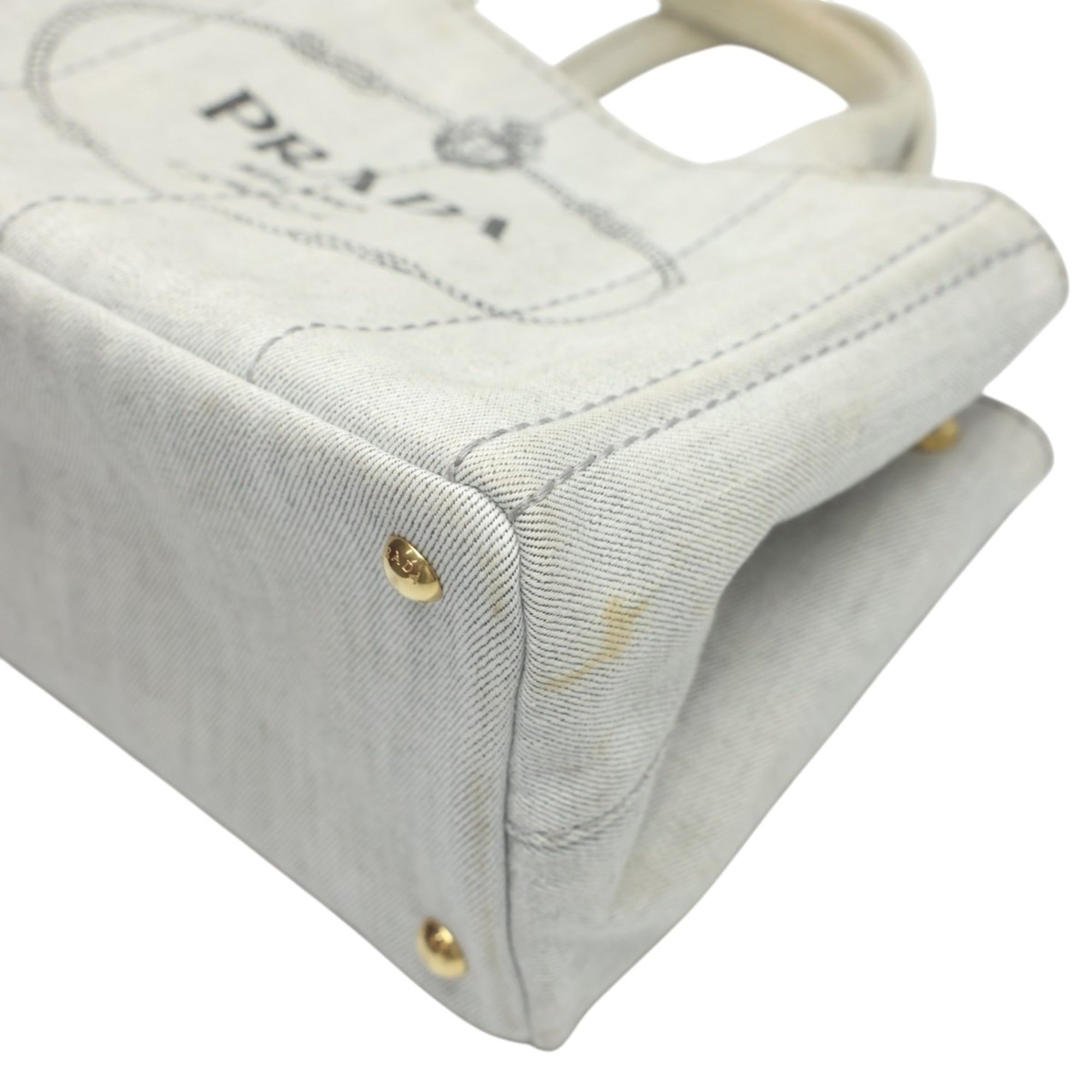 Prada White Canvas Tote Bag