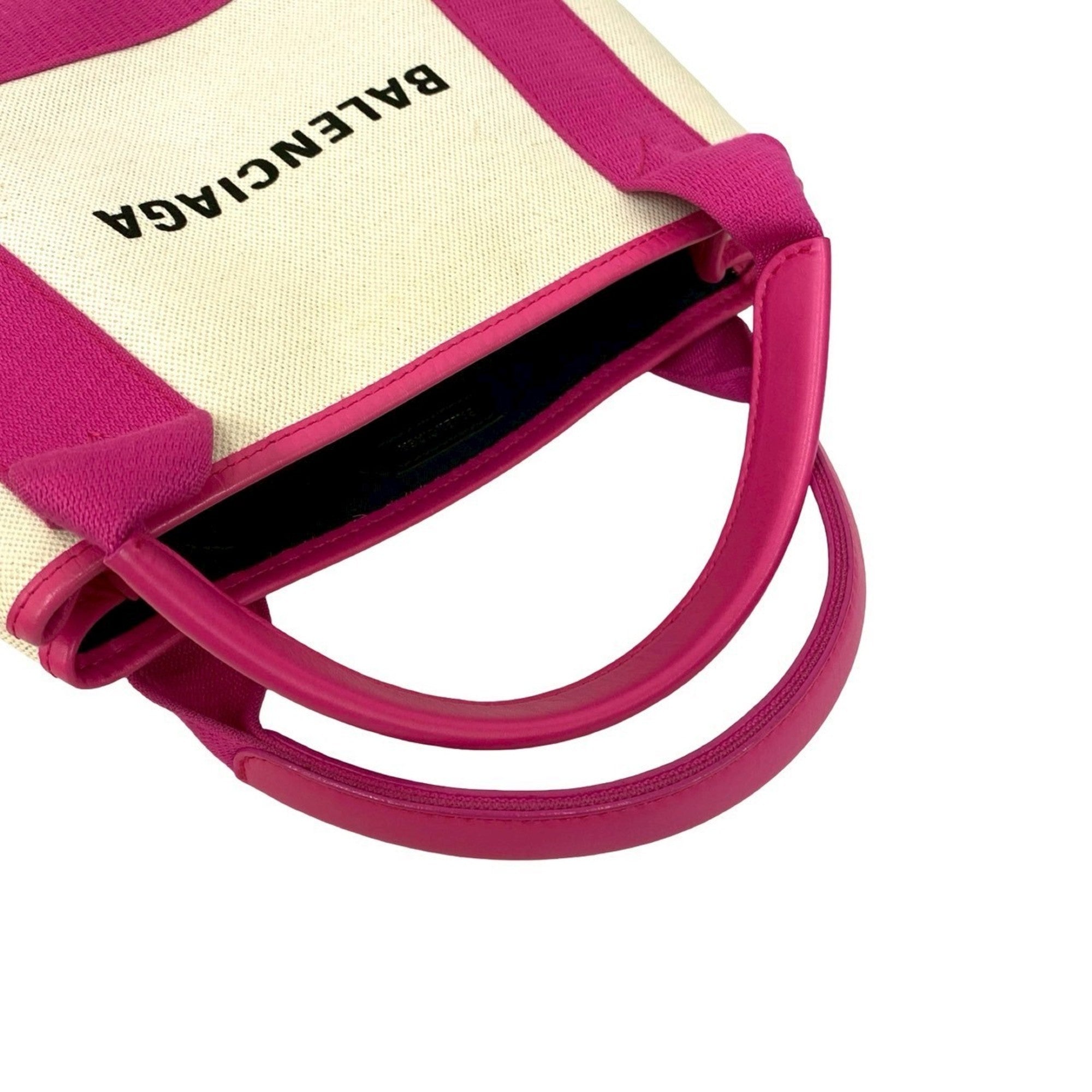 Balenciaga Ivory Pink Canvas Leather Handbag Pouch Shoulder