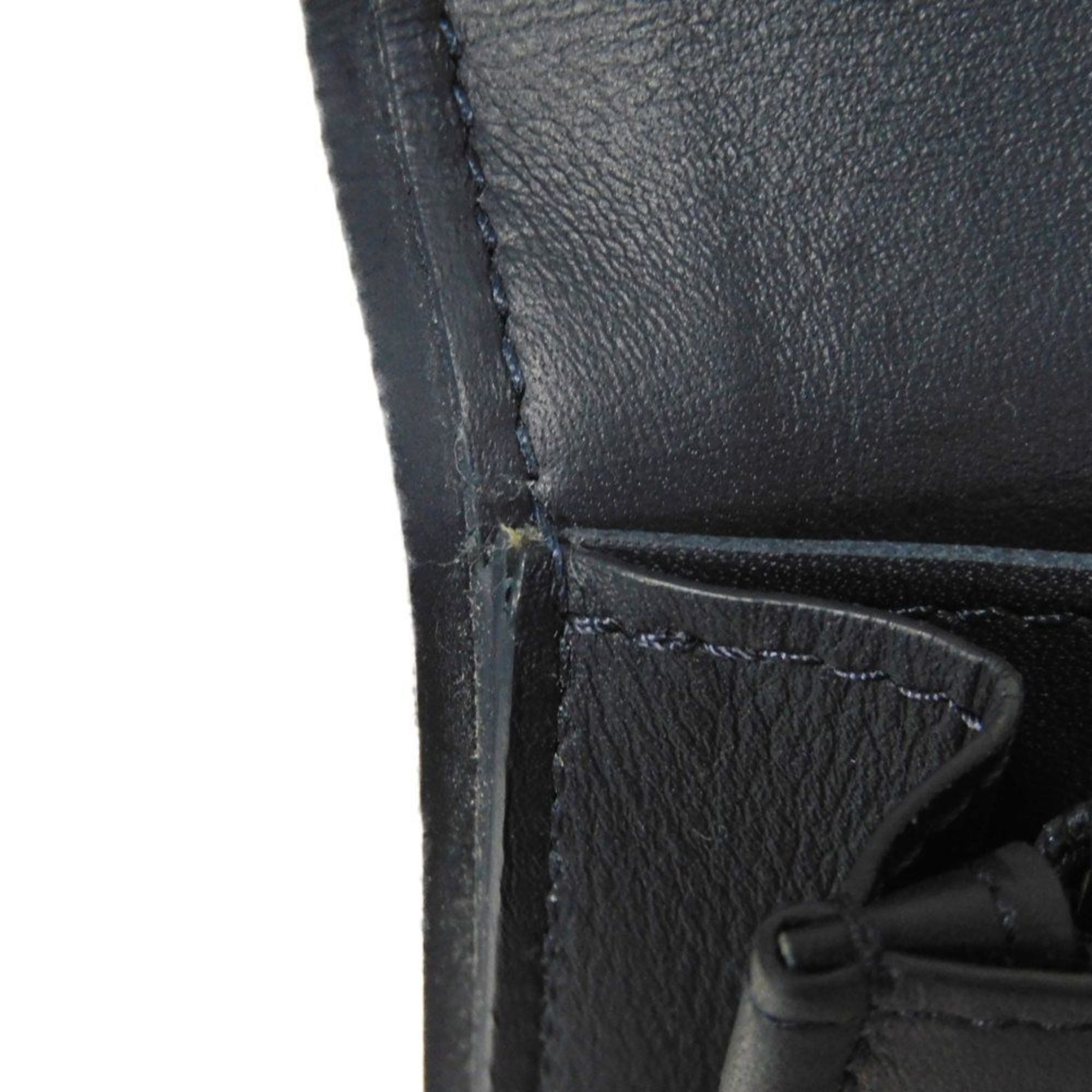 Louis Vuitton Navy Blue White Canvas Leather Long Wallet