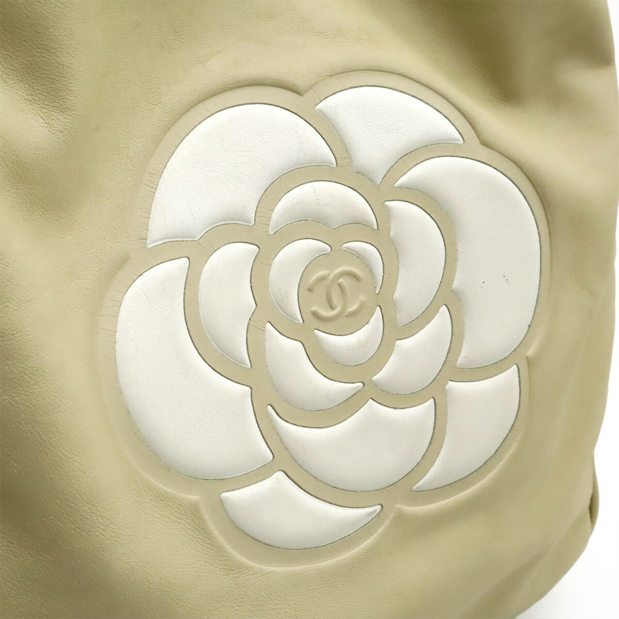 Chanel Beige White Leather Shoulder Bag Tote Bag