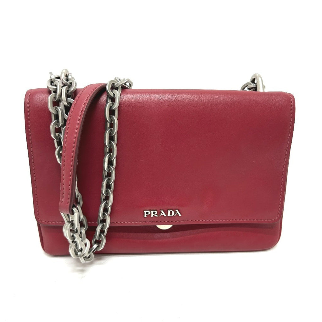 Prada Red Color Leather Shoulder Bag